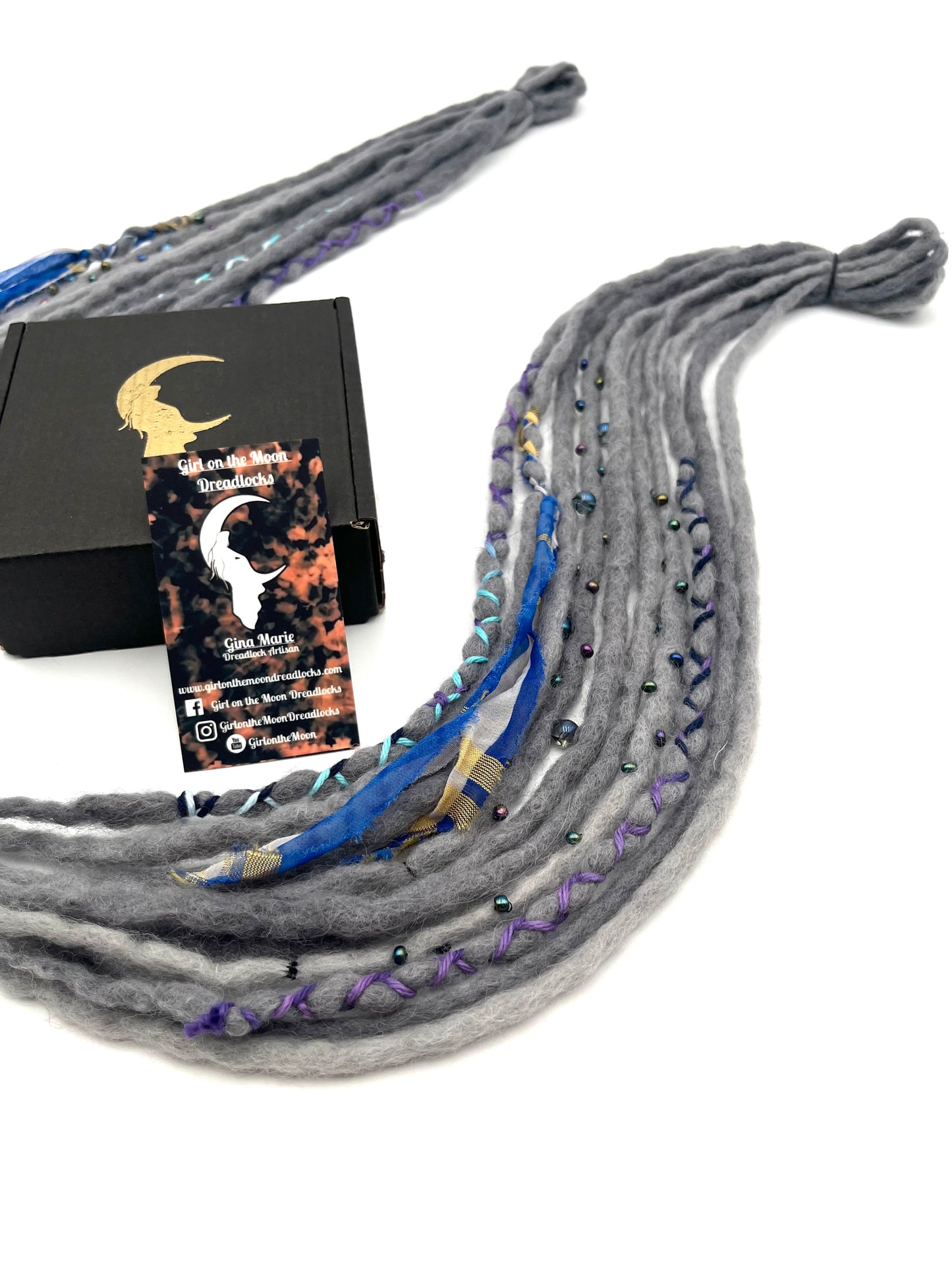 Mini Accent Set ~ Gray to Blue - Girl On The Moon Dreadlocks