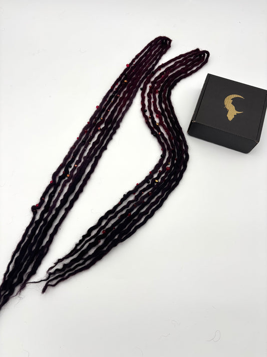 Auburn/ Burgundy to Dark Plum/ Black Bubble Locs