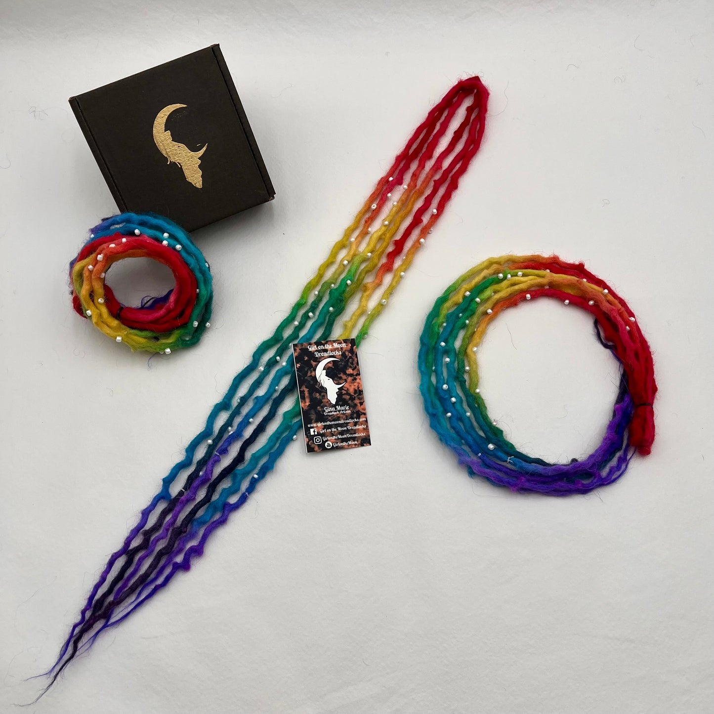 Bubble Locs ~ Vibrant Rainbow (With Purple Ends) - Girl On The Moon Dreadlocks