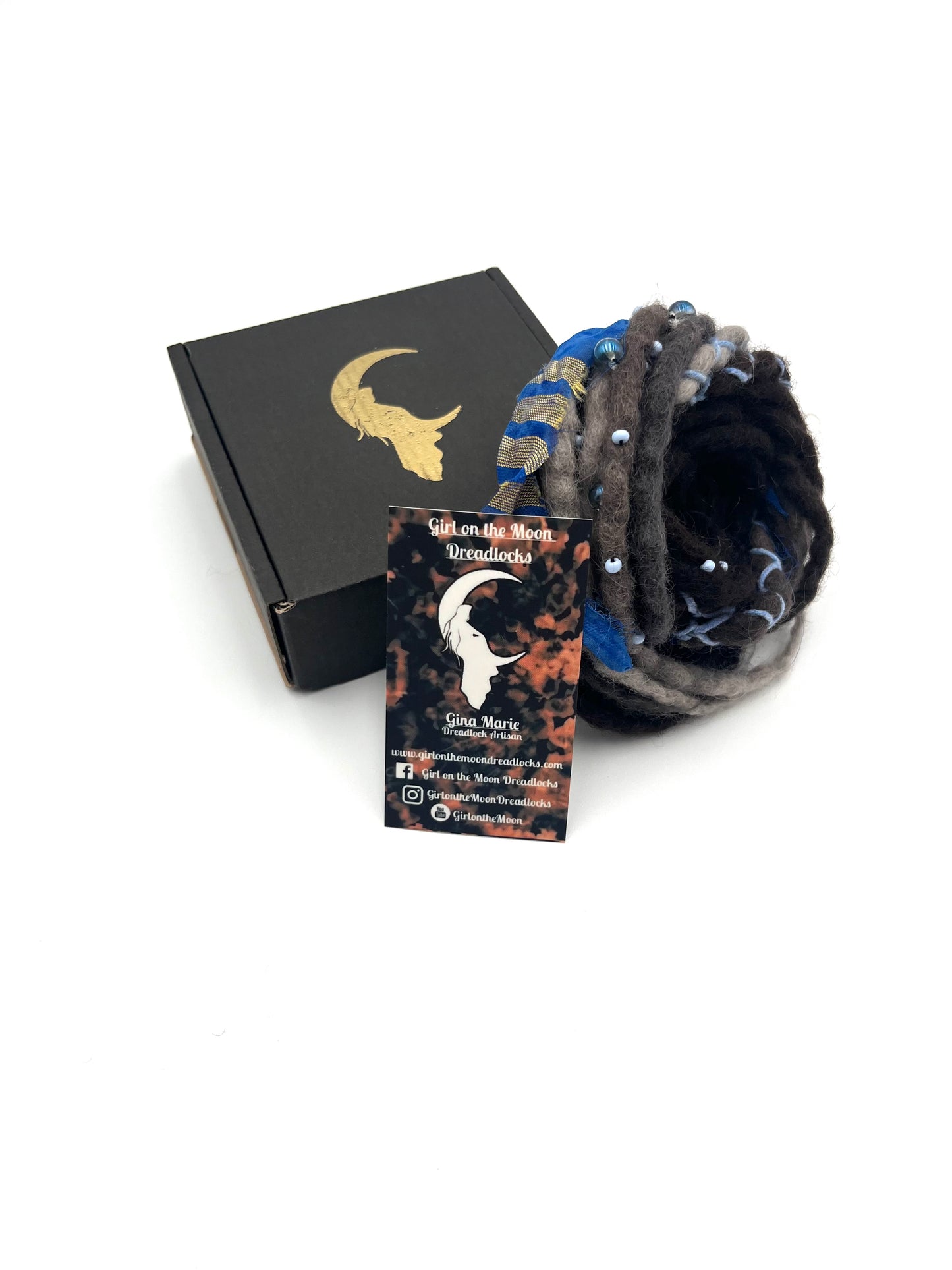 Mini Accent Set ~ Dark Brown to Blue/ Lavender - Girl On The Moon Dreadlocks