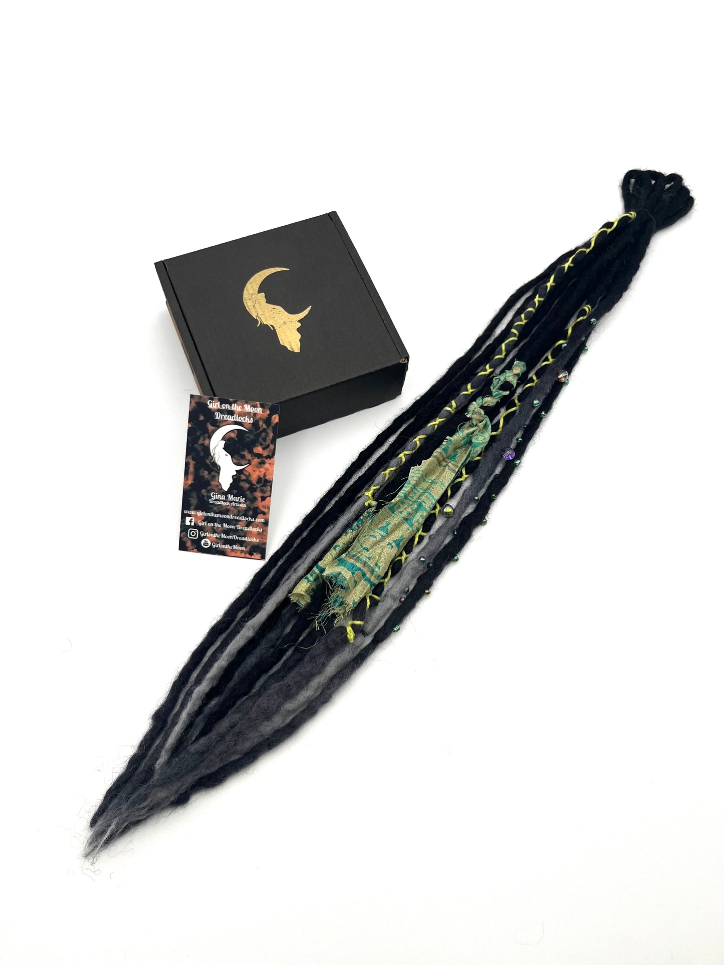 Mini Accent Set ~ Black to Green - Girl On The Moon Dreadlocks