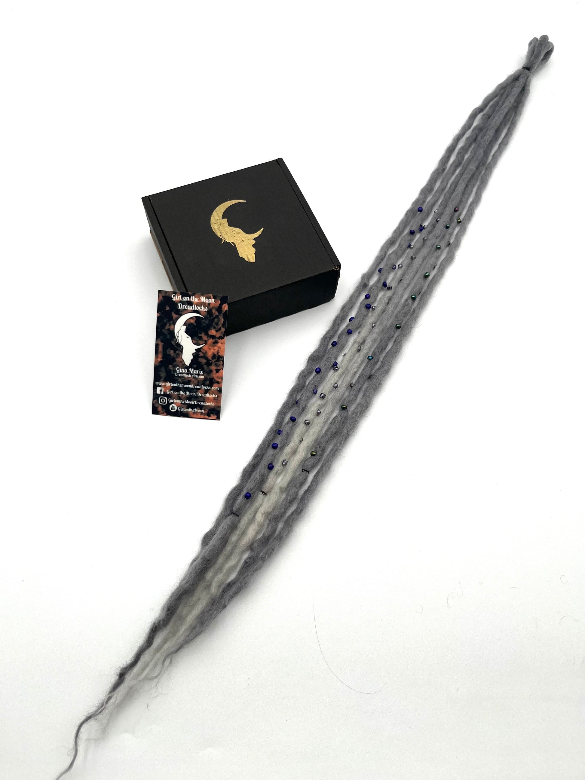 Bubble Locs ~ Gray to Blue - Girl On The Moon Dreadlocks