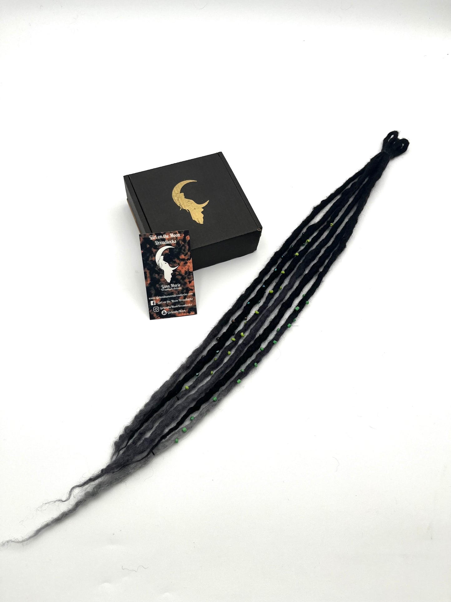 Bubble Locs ~ Black to Green - Girl On The Moon Dreadlocks