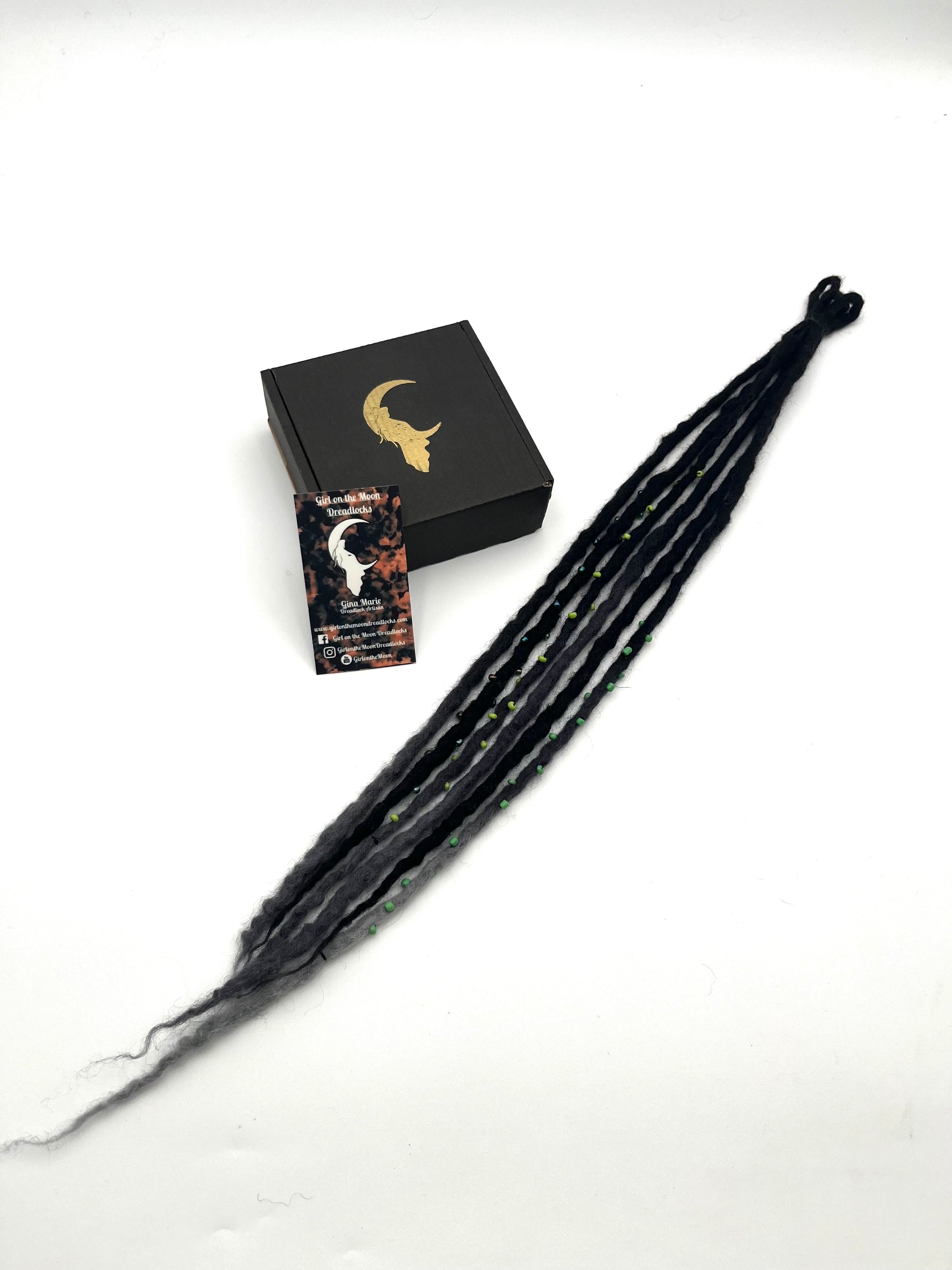 Bubble Locs ~ Black to Green - Girl On The Moon Dreadlocks