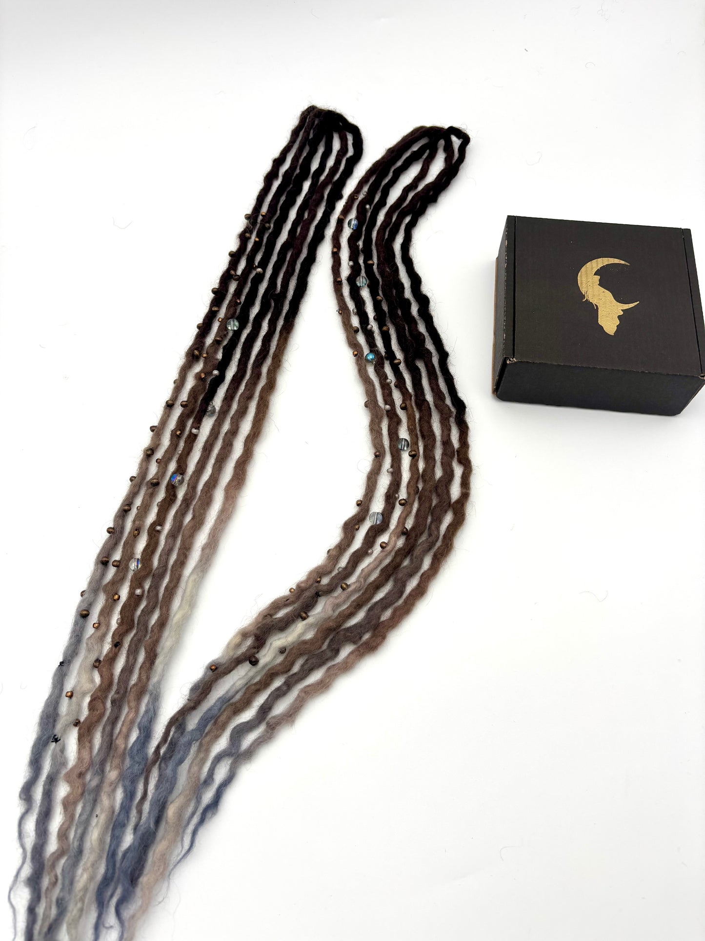 Dark Brown to White/Gray Bubble Locs