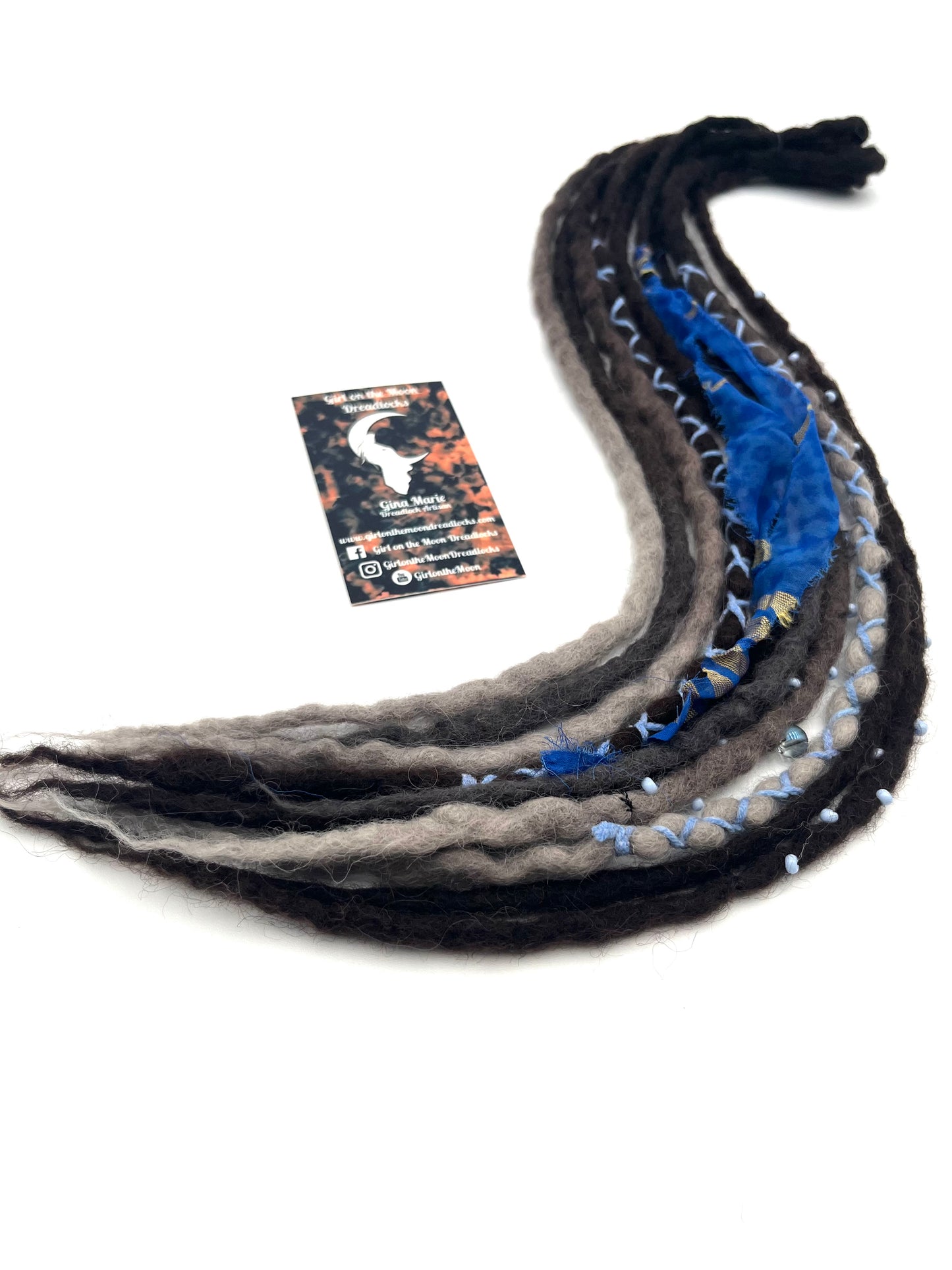 Mini Accent Set ~ Dark Brown to Blue/ Lavender - Girl On The Moon Dreadlocks