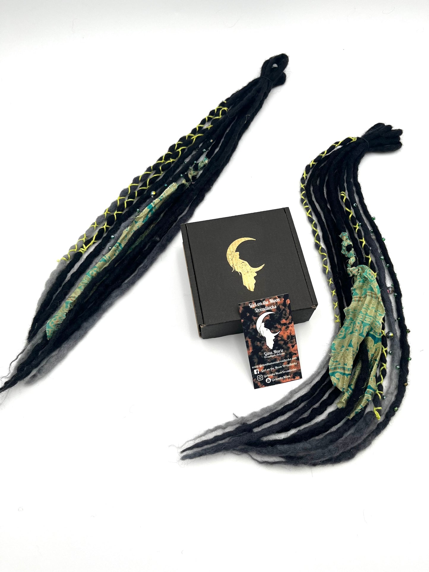 Mini Accent Set ~ Black to Green - Girl On The Moon Dreadlocks