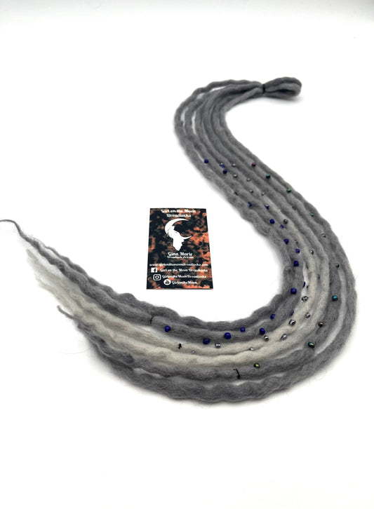 Bubble Locs ~ Gray to Blue - Girl On The Moon Dreadlocks