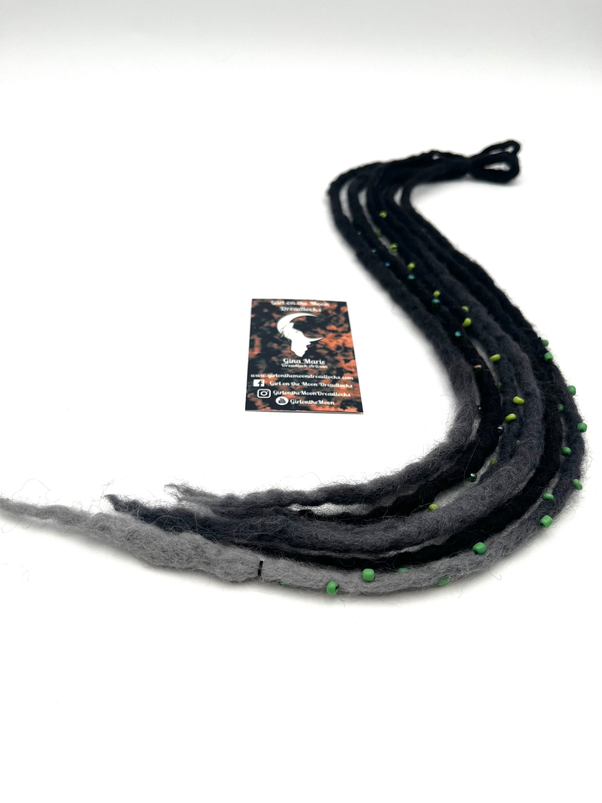 Bubble Locs ~ Black to Green - Girl On The Moon Dreadlocks