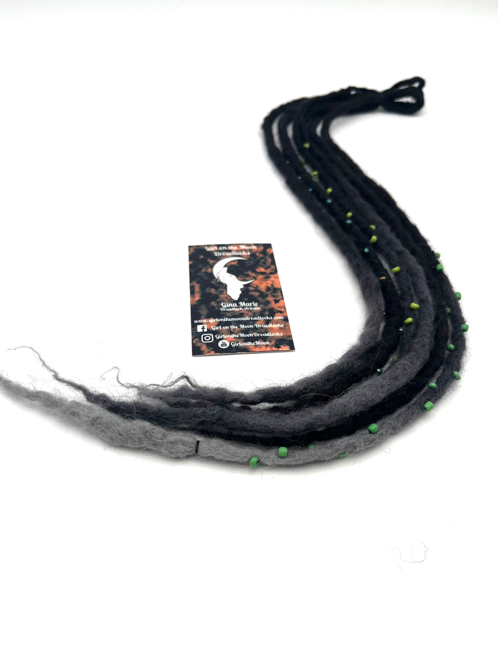 Bubble Locs ~ Black to Green - Girl On The Moon Dreadlocks