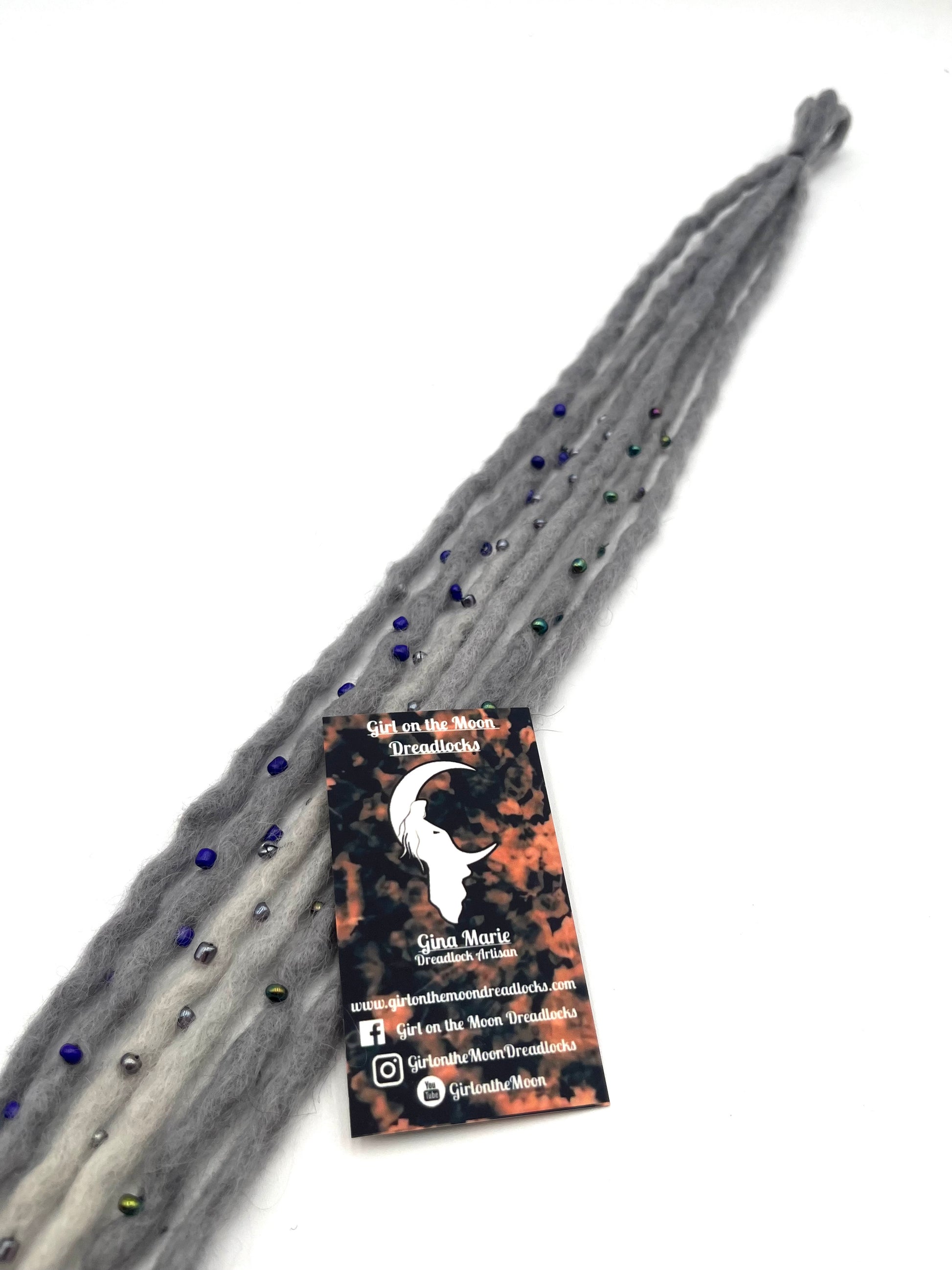 Bubble Locs ~ Gray to Blue - Girl On The Moon Dreadlocks