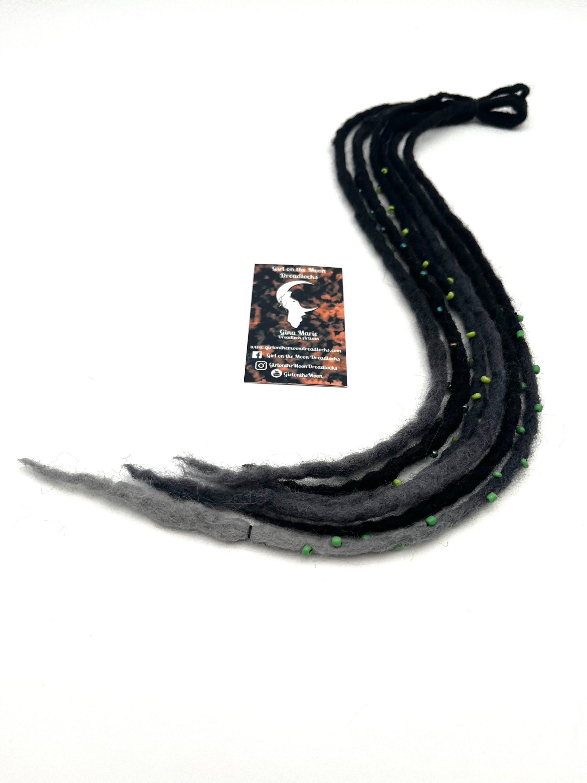 Bubble Locs ~ Black to Green - Girl On The Moon Dreadlocks