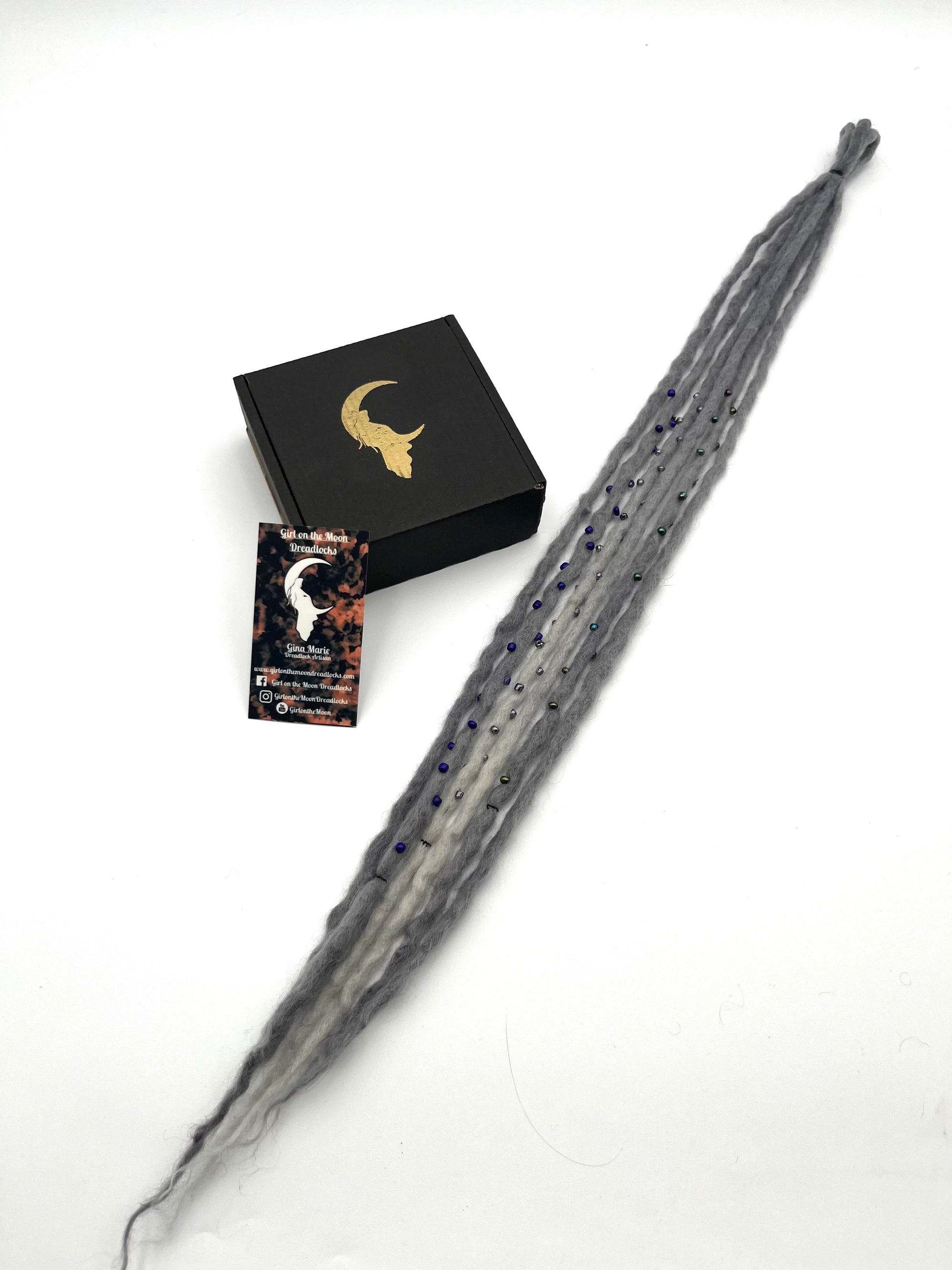 Bubble Locs ~ Gray to Blue - Girl On The Moon Dreadlocks