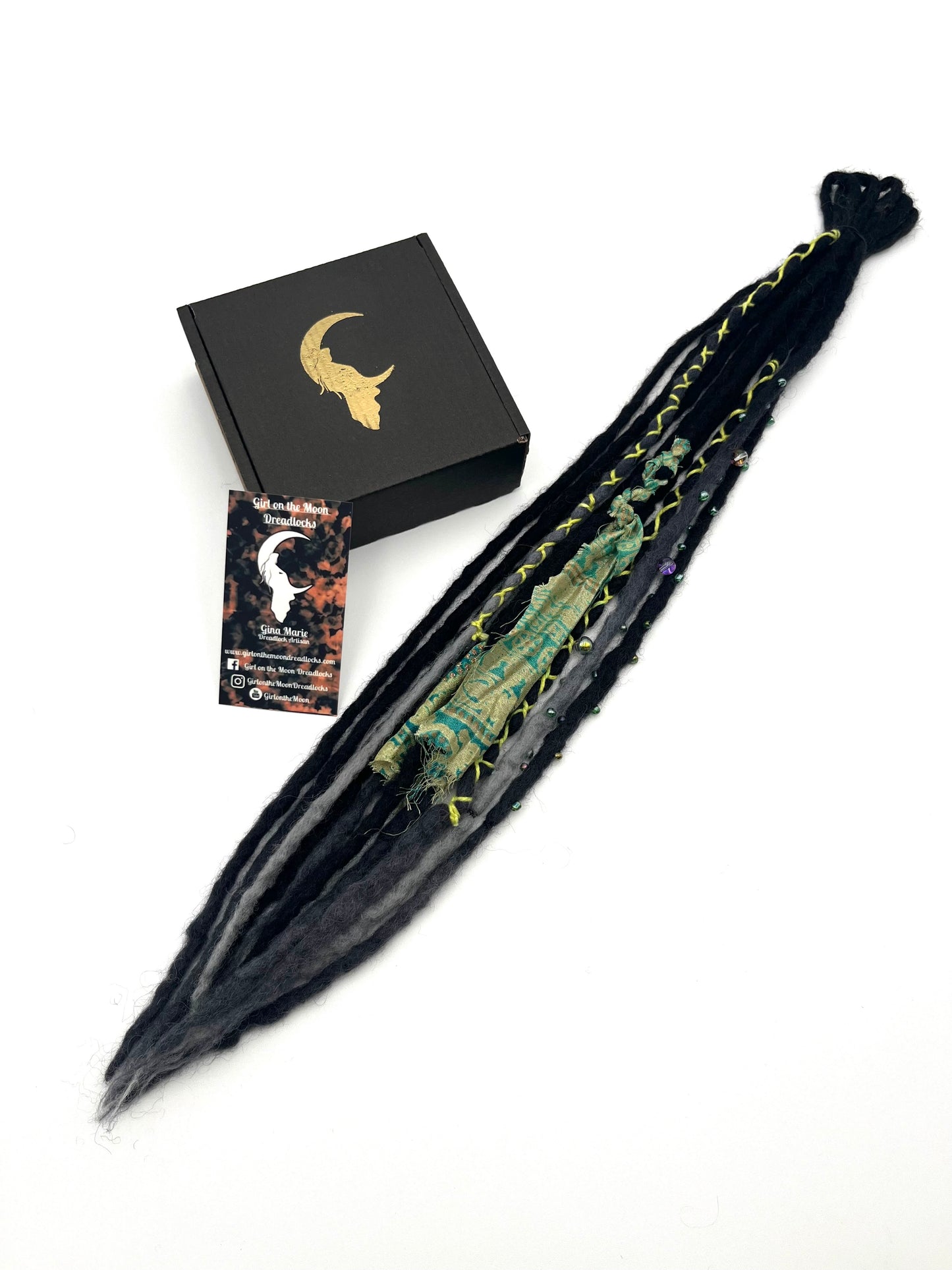 Mini Accent Set ~ Black to Green - Girl On The Moon Dreadlocks
