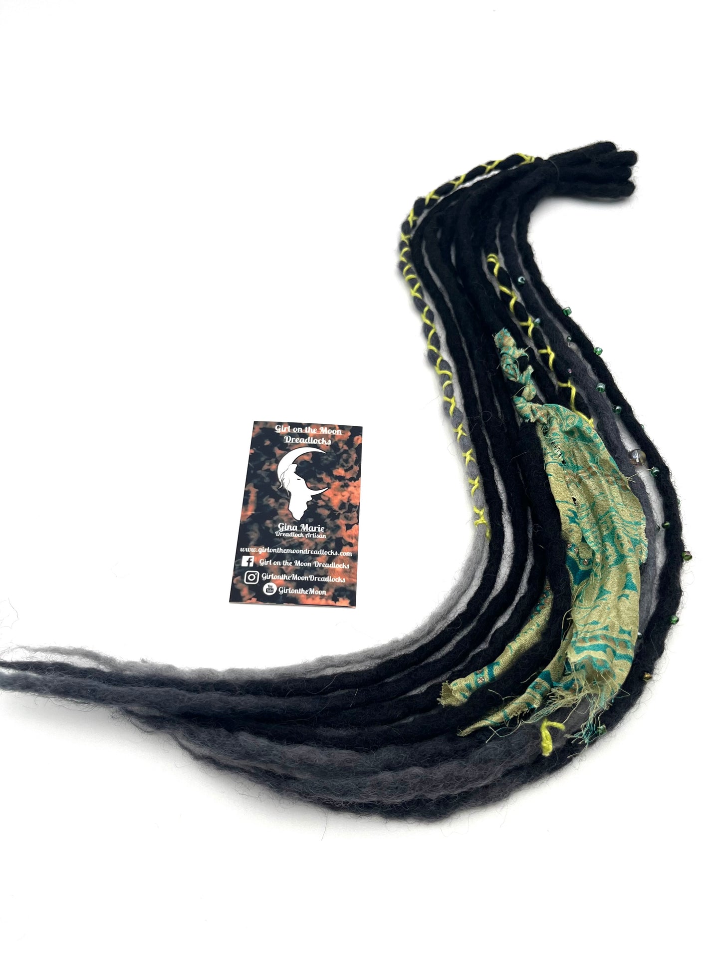 Mini Accent Set ~ Black to Green - Girl On The Moon Dreadlocks