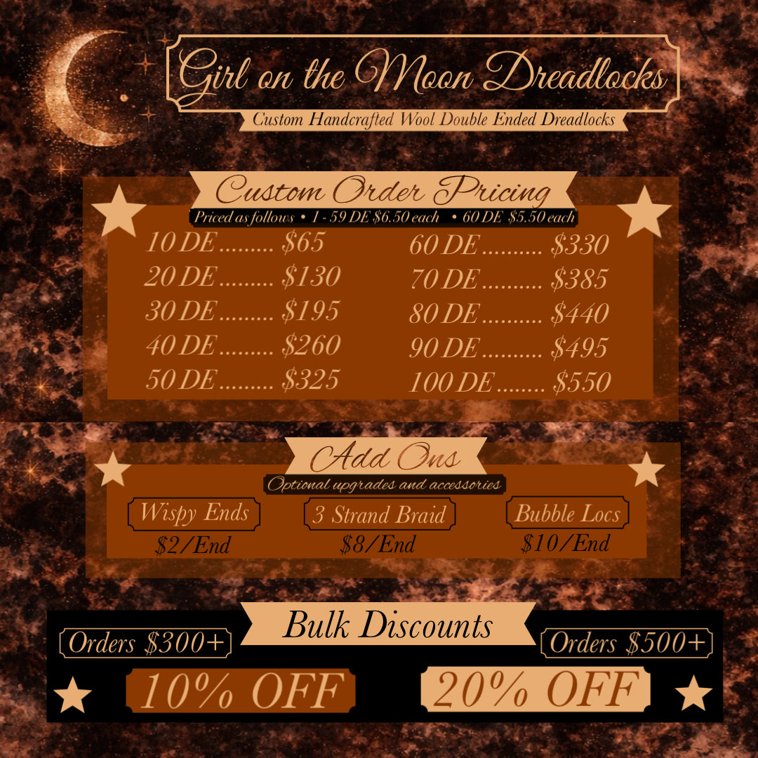 Custom Order Deposit - Girl On The Moon Dreadlocks
