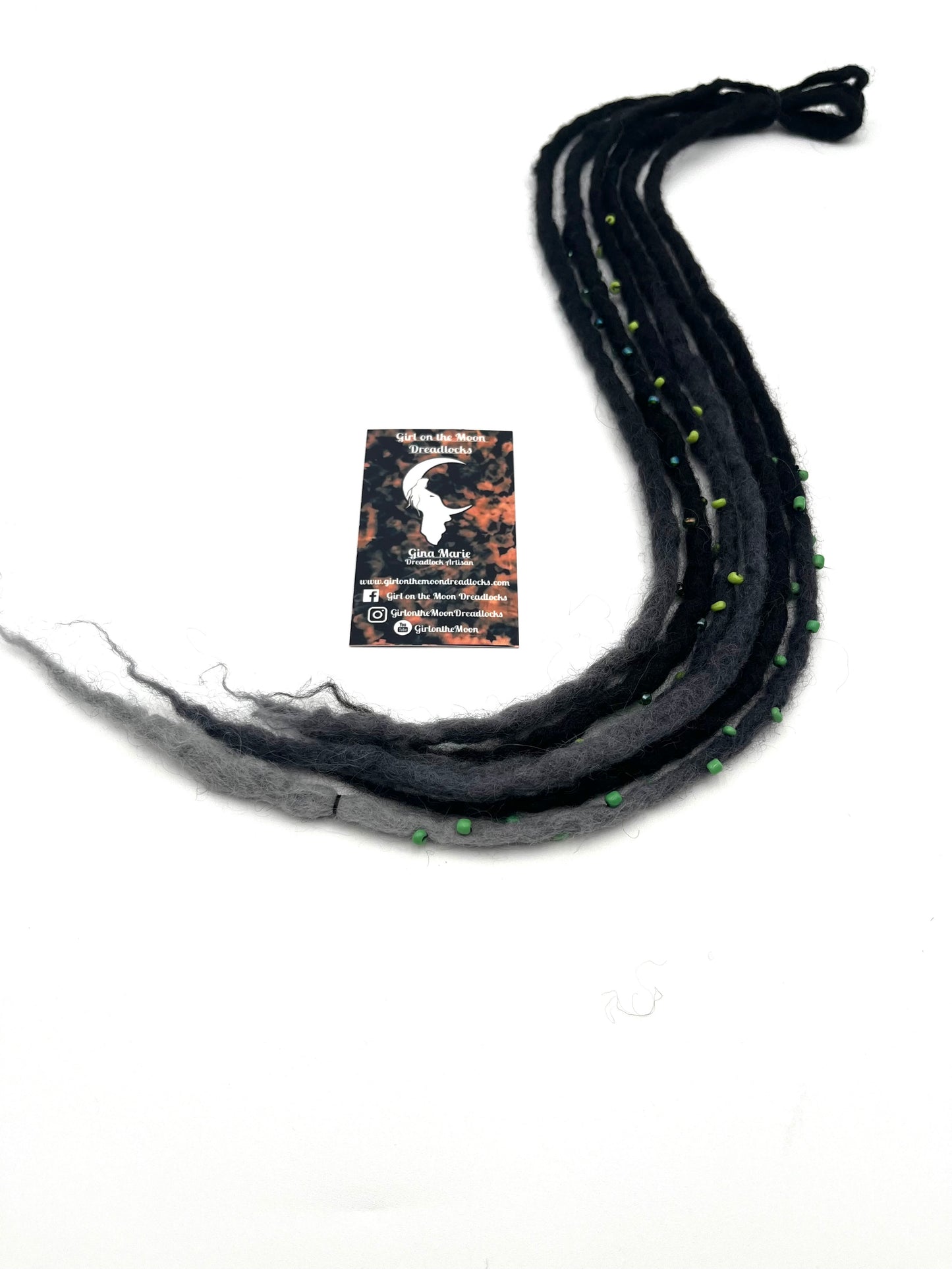 Bubble Locs ~ Black to Green - Girl On The Moon Dreadlocks