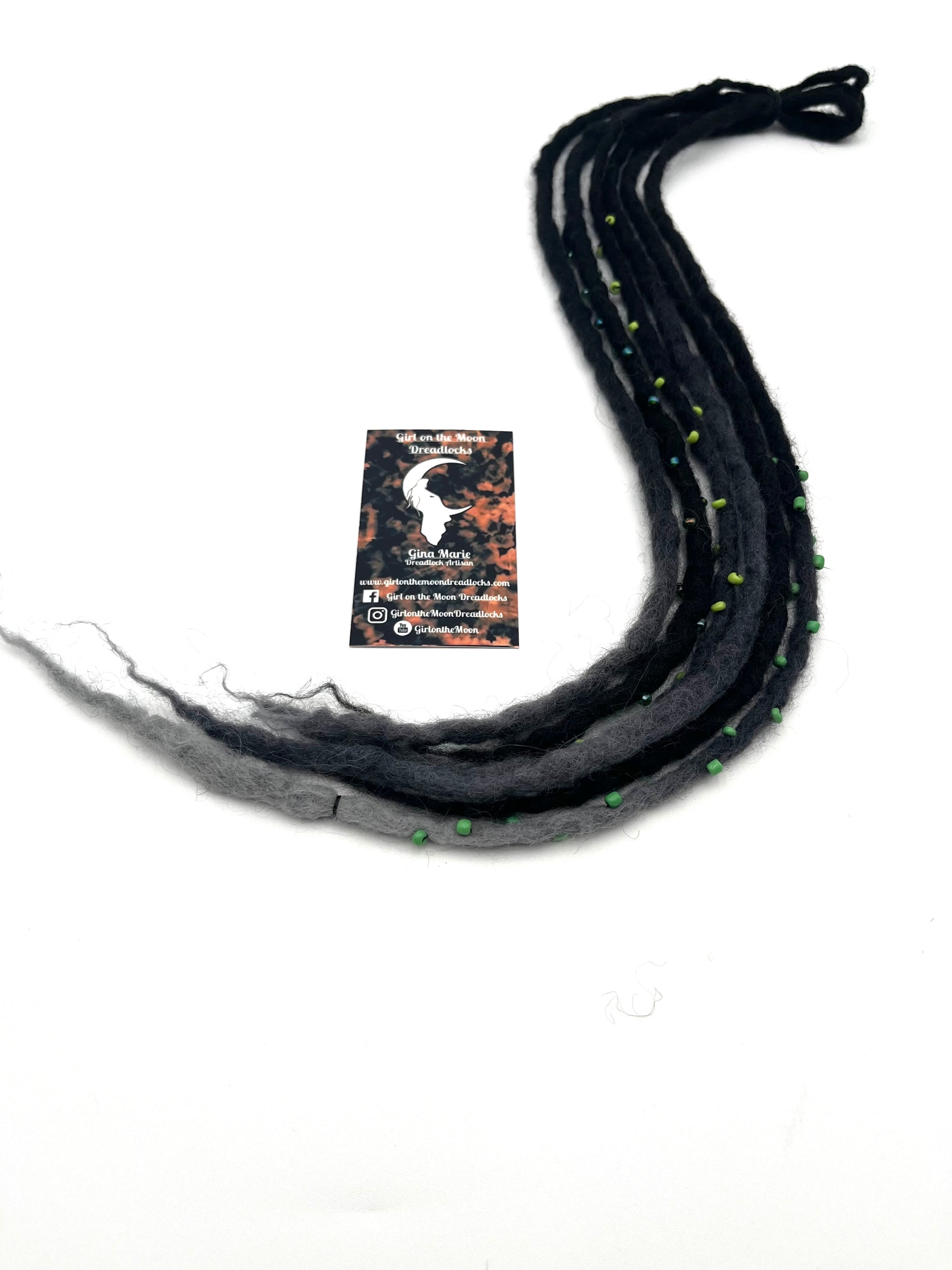 Bubble Locs ~ Black to Green - Girl On The Moon Dreadlocks