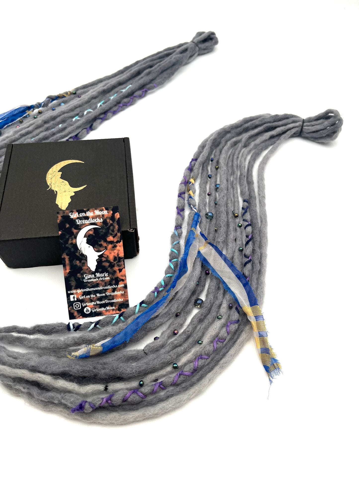 Mini Accent Set ~ Gray to Blue - Girl On The Moon Dreadlocks