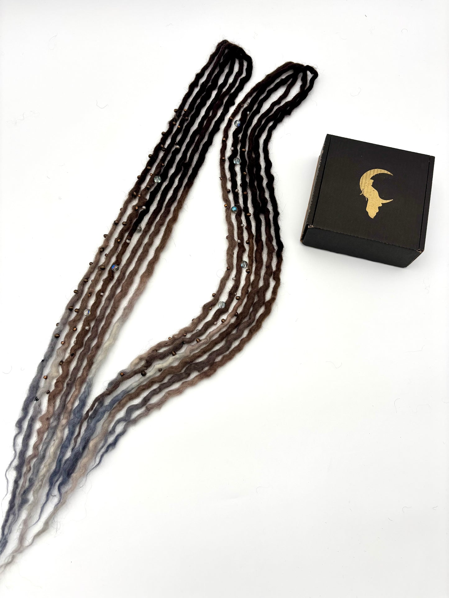 Dark Brown to White/Gray Bubble Locs