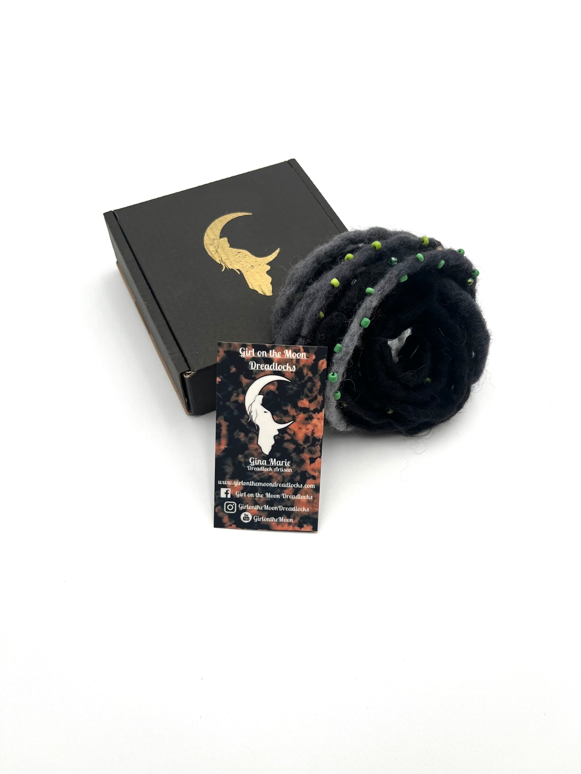 Bubble Locs ~ Black to Green - Girl On The Moon Dreadlocks