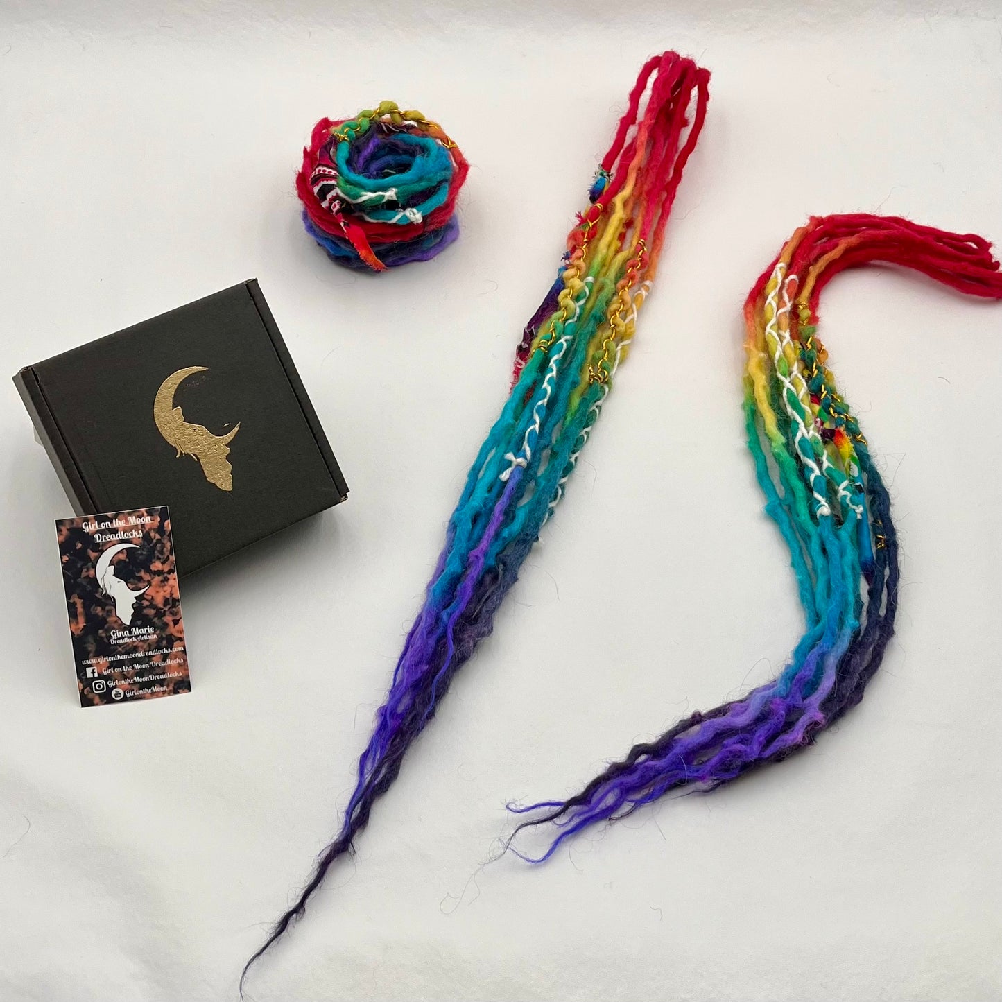 Mini Accent - Vibrant Rainbow (with Purple Ends) - Girl On The Moon Dreadlocks