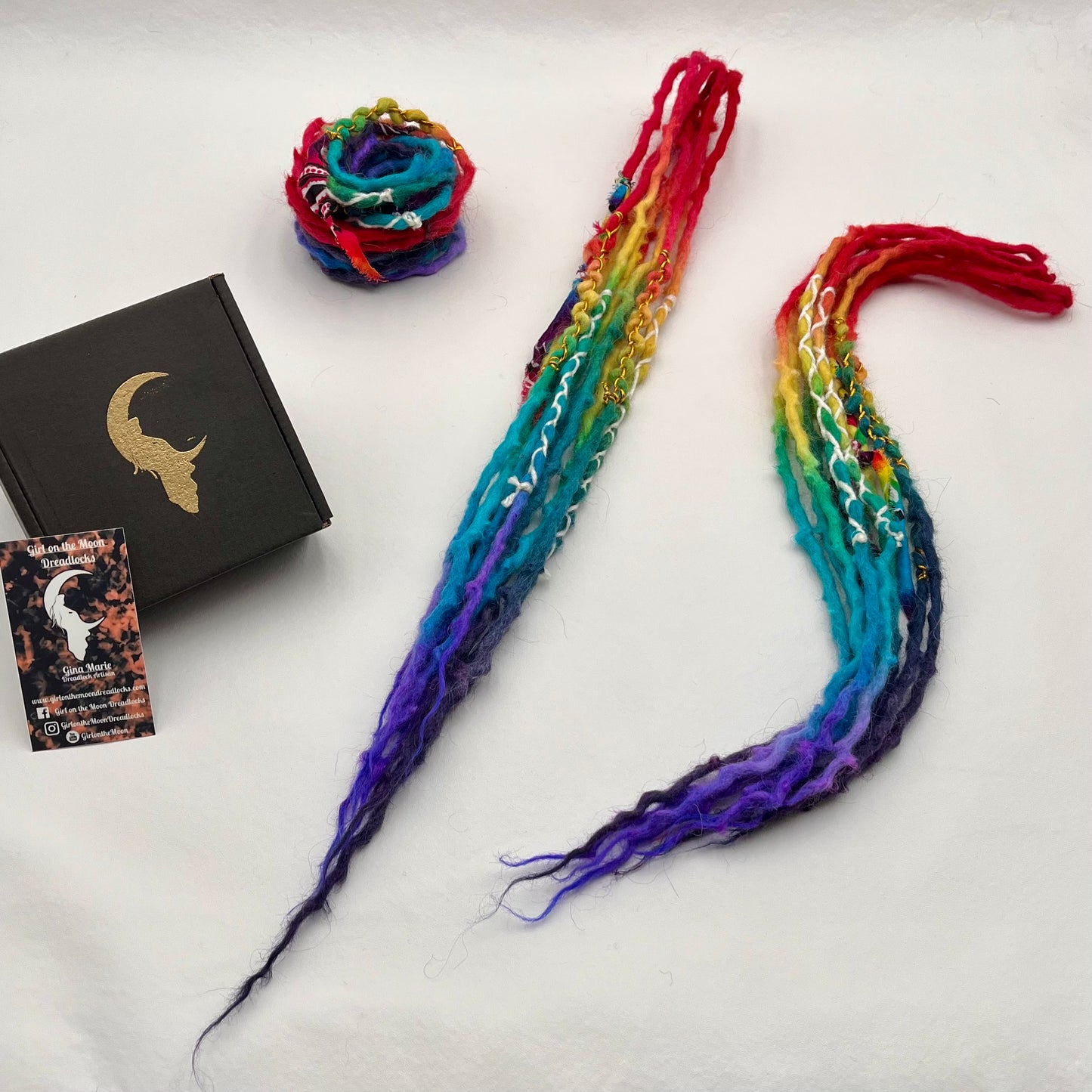 Mini Accent - Vibrant Rainbow (with Purple Ends) - Girl On The Moon Dreadlocks