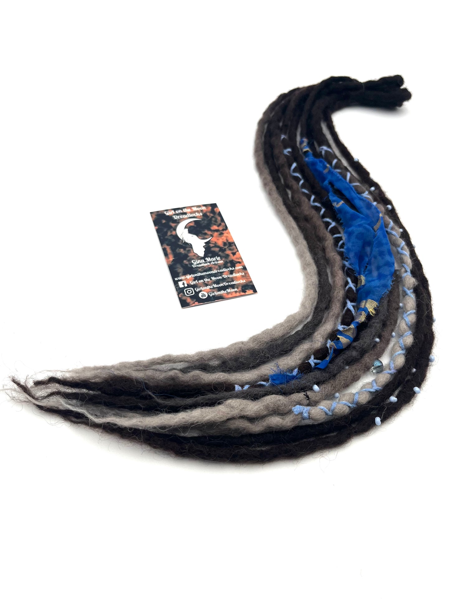 Mini Accent Set ~ Dark Brown to Blue/ Lavender - Girl On The Moon Dreadlocks