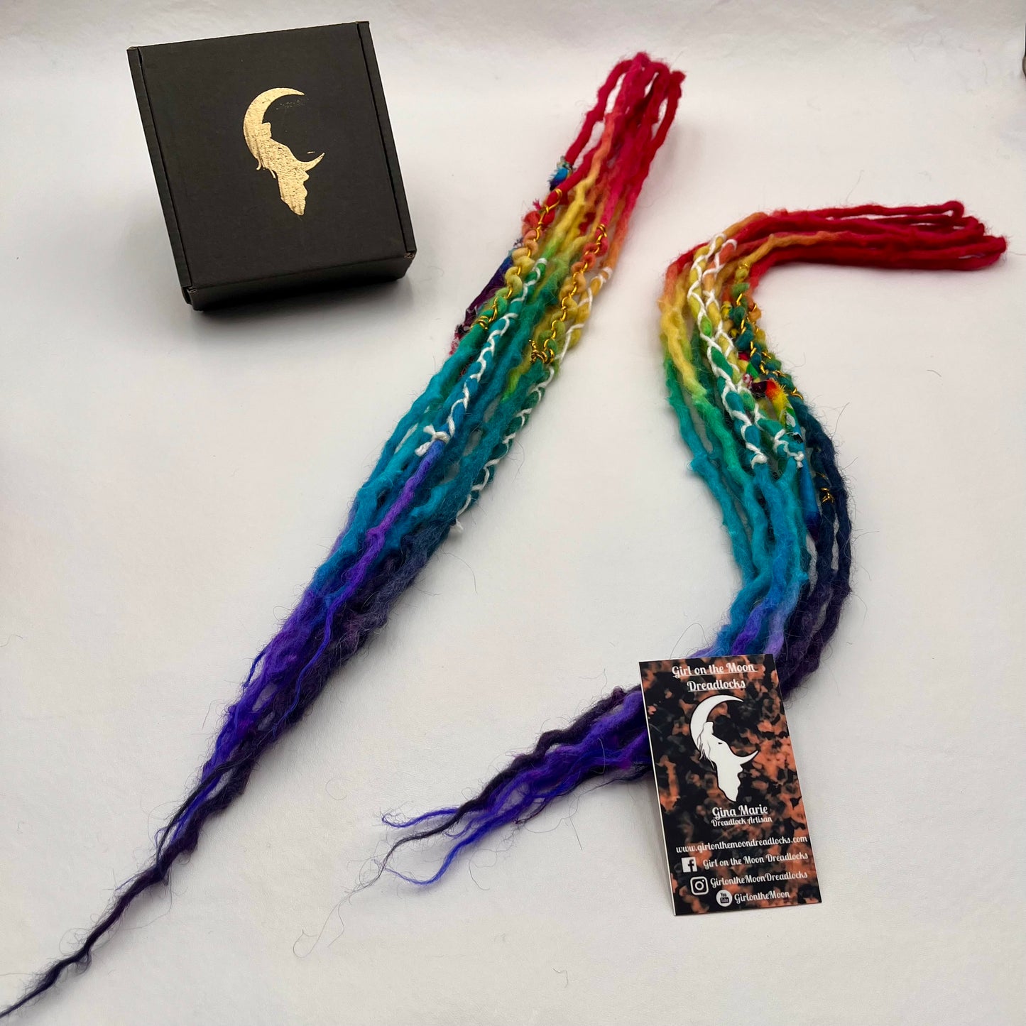 Mini Accent - Vibrant Rainbow (with Purple Ends) - Girl On The Moon Dreadlocks