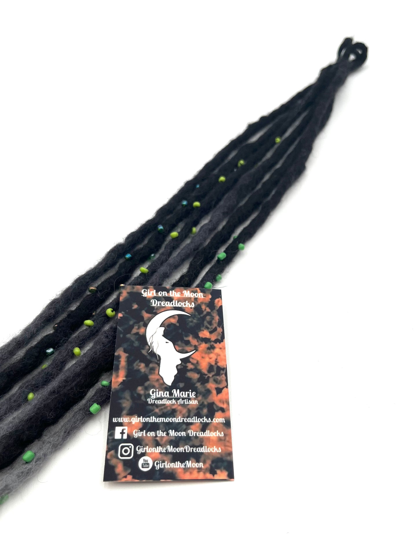 Bubble Locs ~ Black to Green - Girl On The Moon Dreadlocks