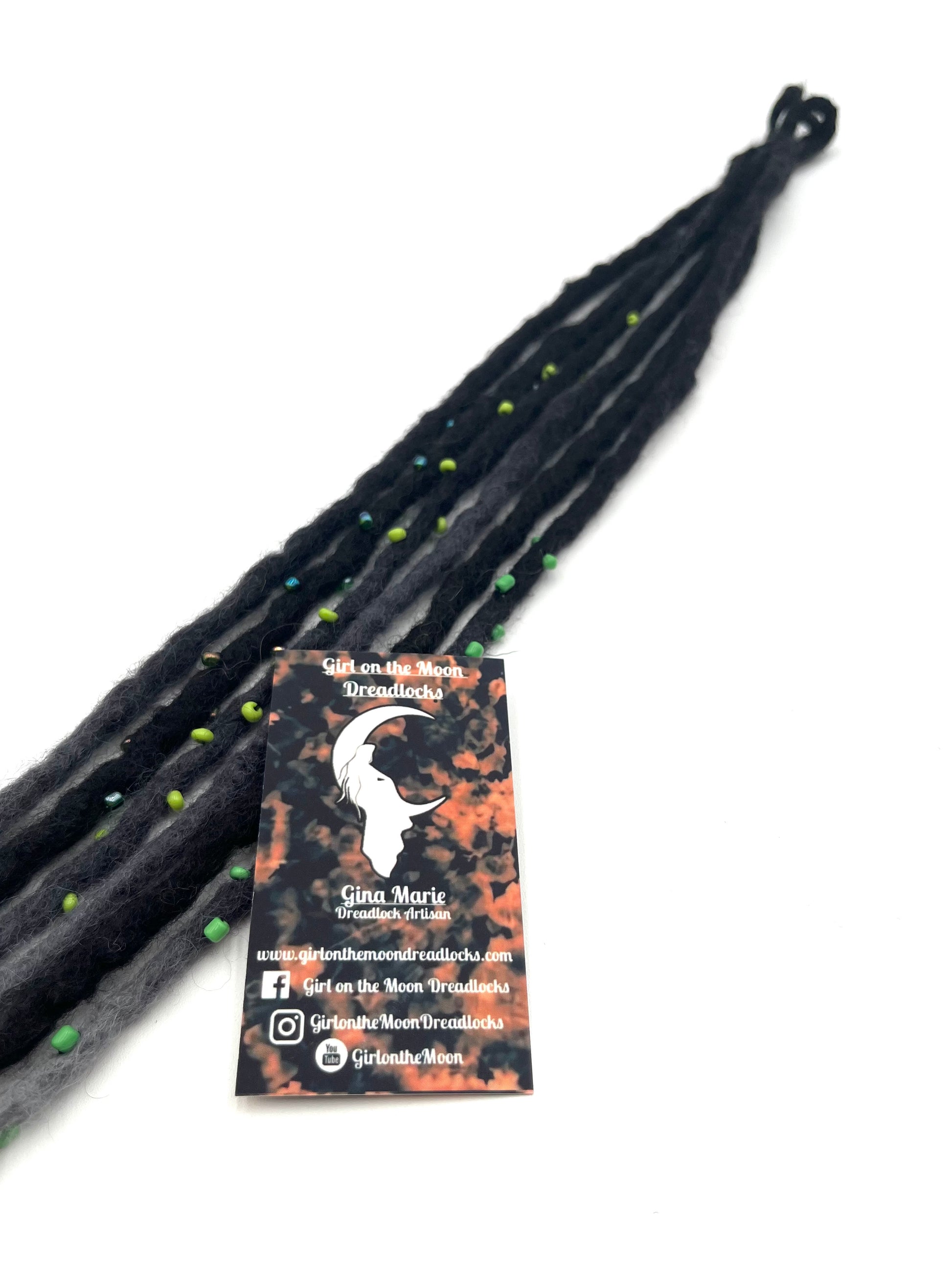 Bubble Locs ~ Black to Green - Girl On The Moon Dreadlocks