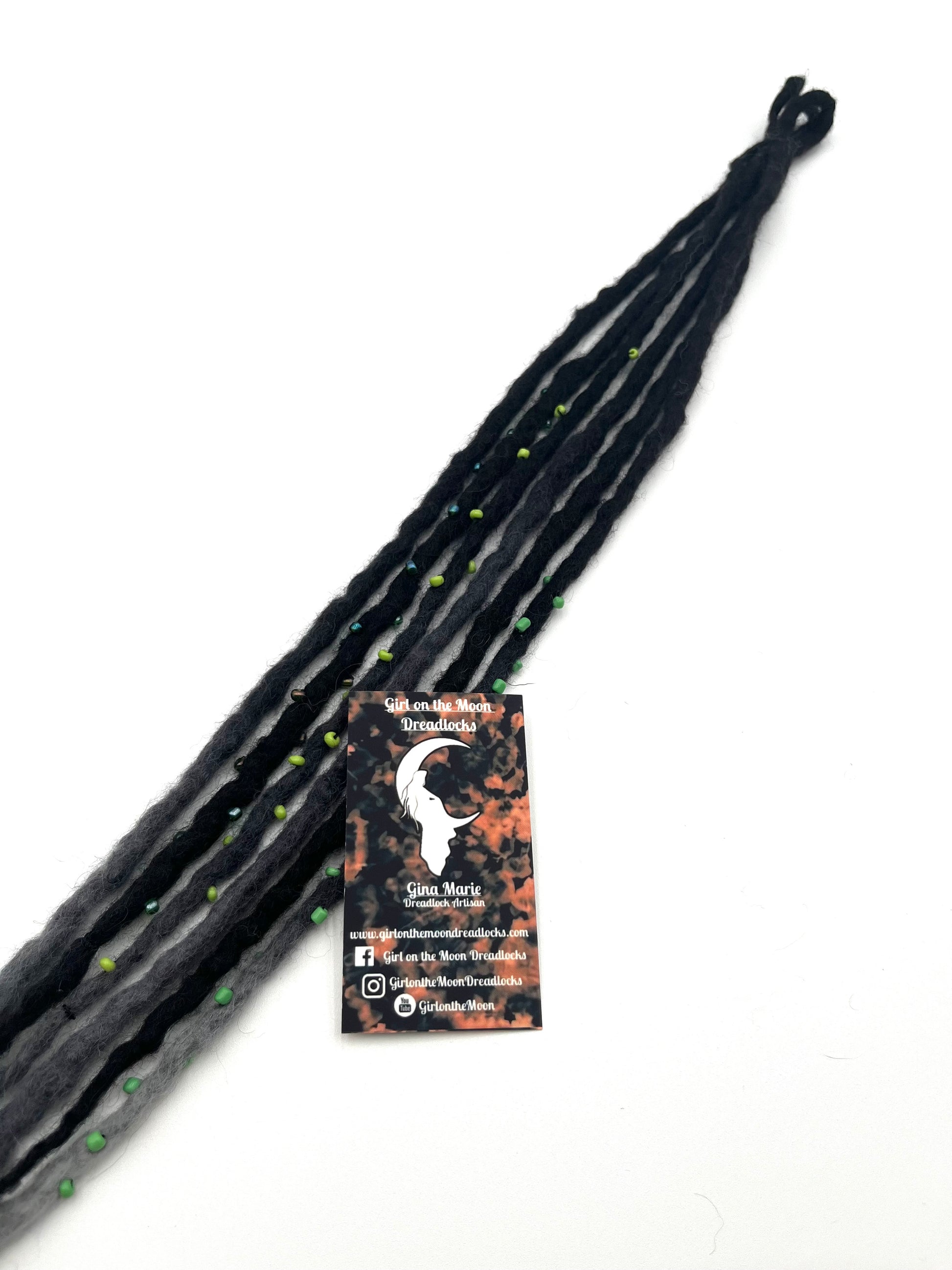 Bubble Locs ~ Black to Green - Girl On The Moon Dreadlocks