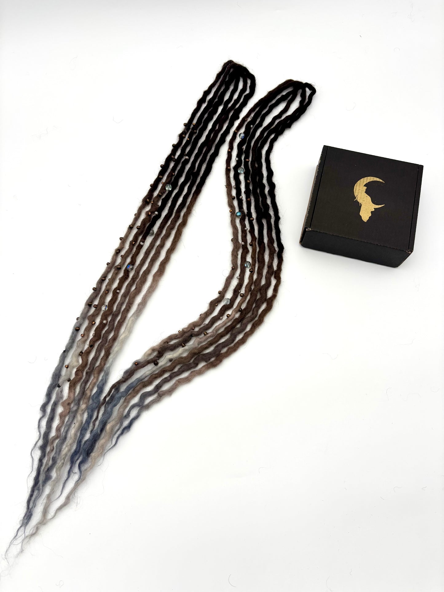 Dark Brown to White/Gray Bubble Locs