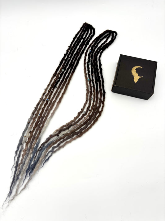 Dark Brown to White/Gray Bubble Locs