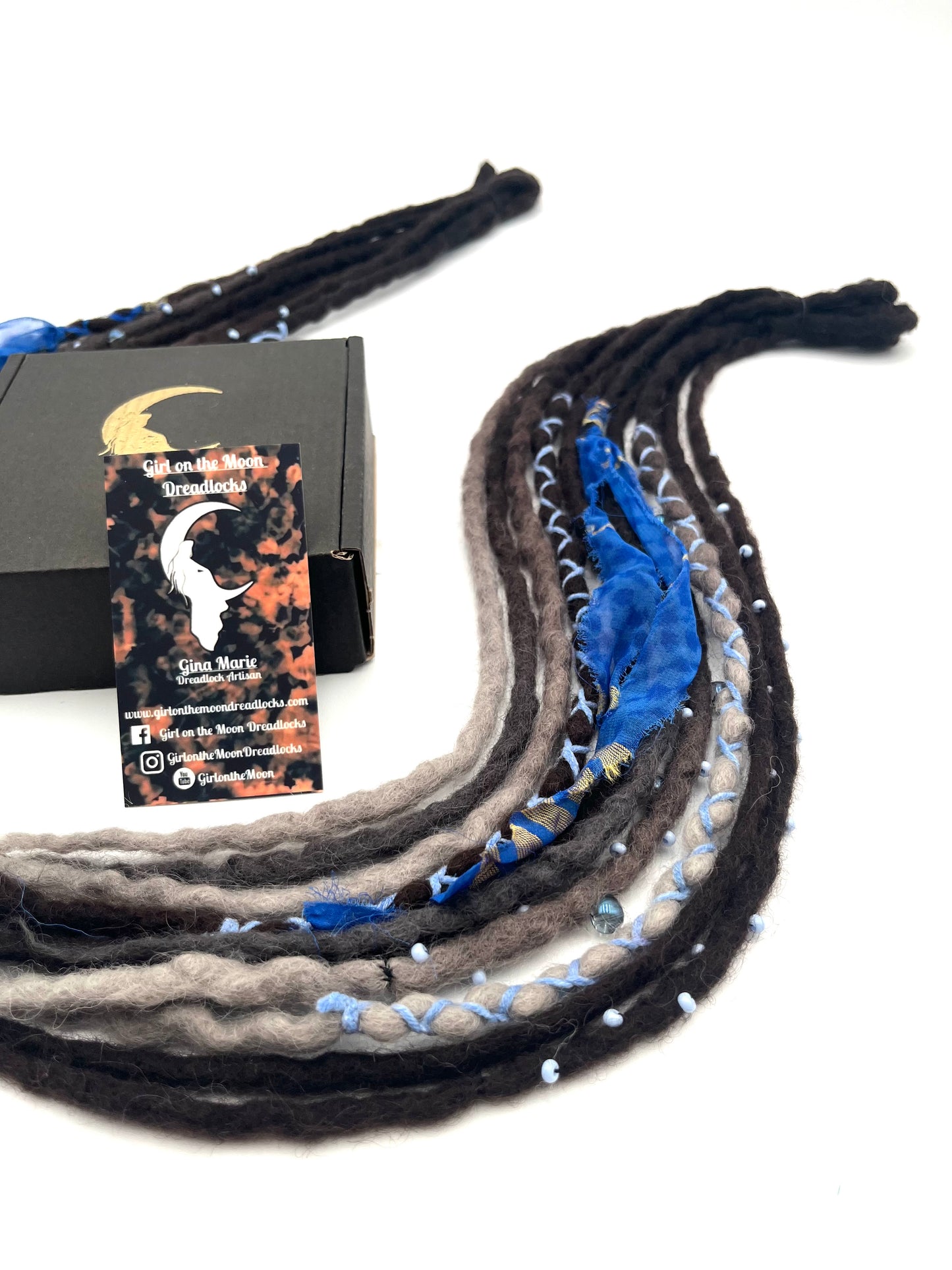 Mini Accent Set ~ Dark Brown to Blue/ Lavender - Girl On The Moon Dreadlocks