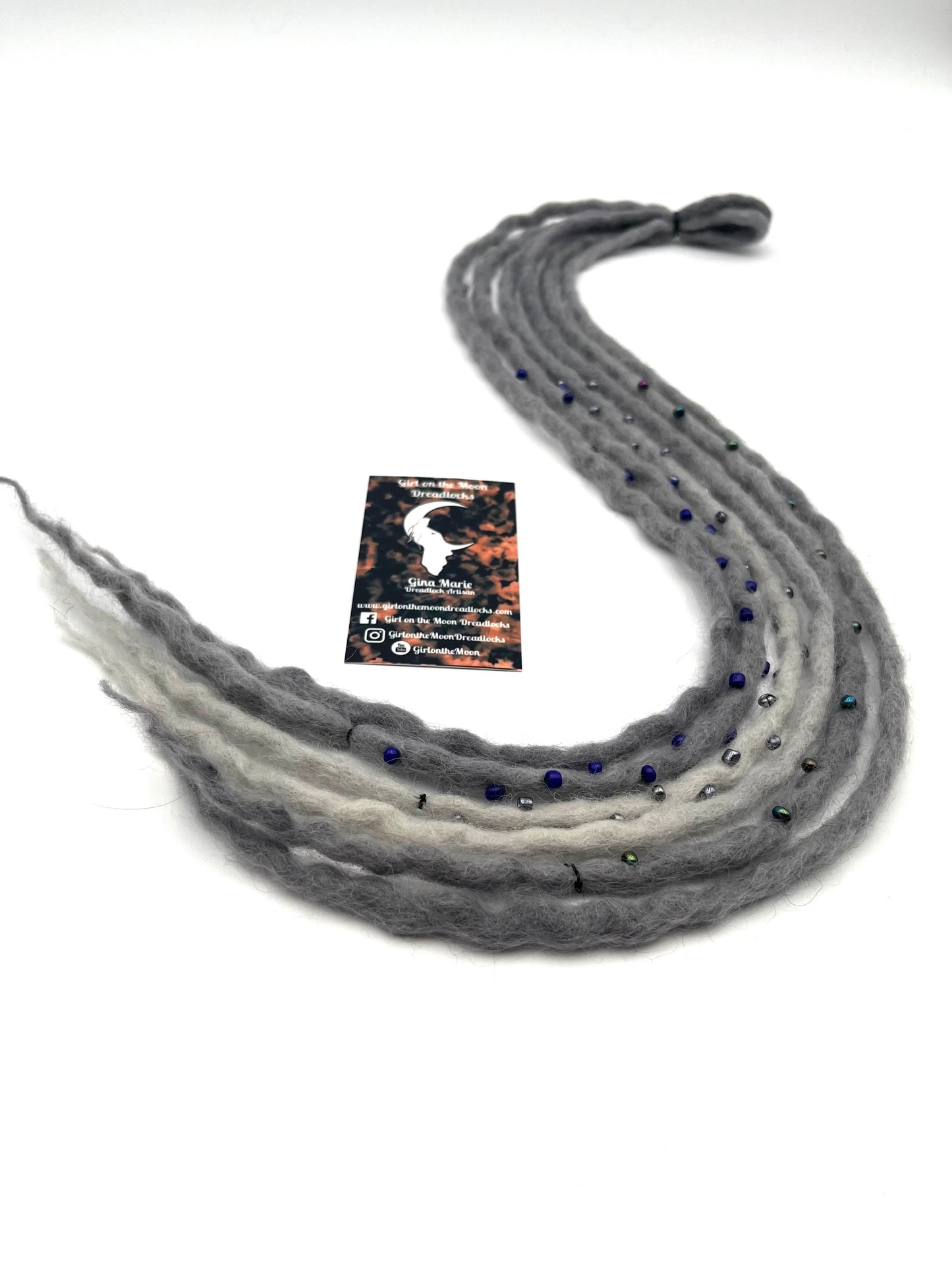 Bubble Locs ~ Gray to Blue - Girl On The Moon Dreadlocks