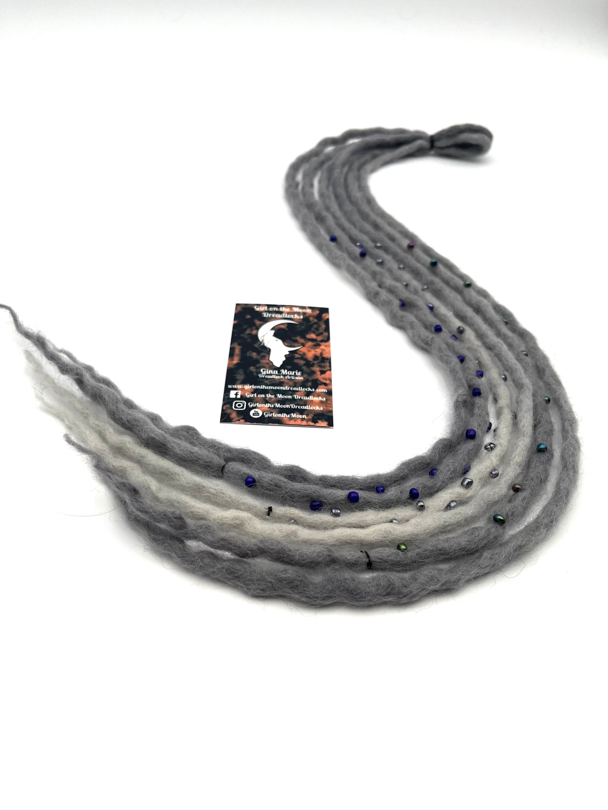 Bubble Locs ~ Gray to Blue - Girl On The Moon Dreadlocks