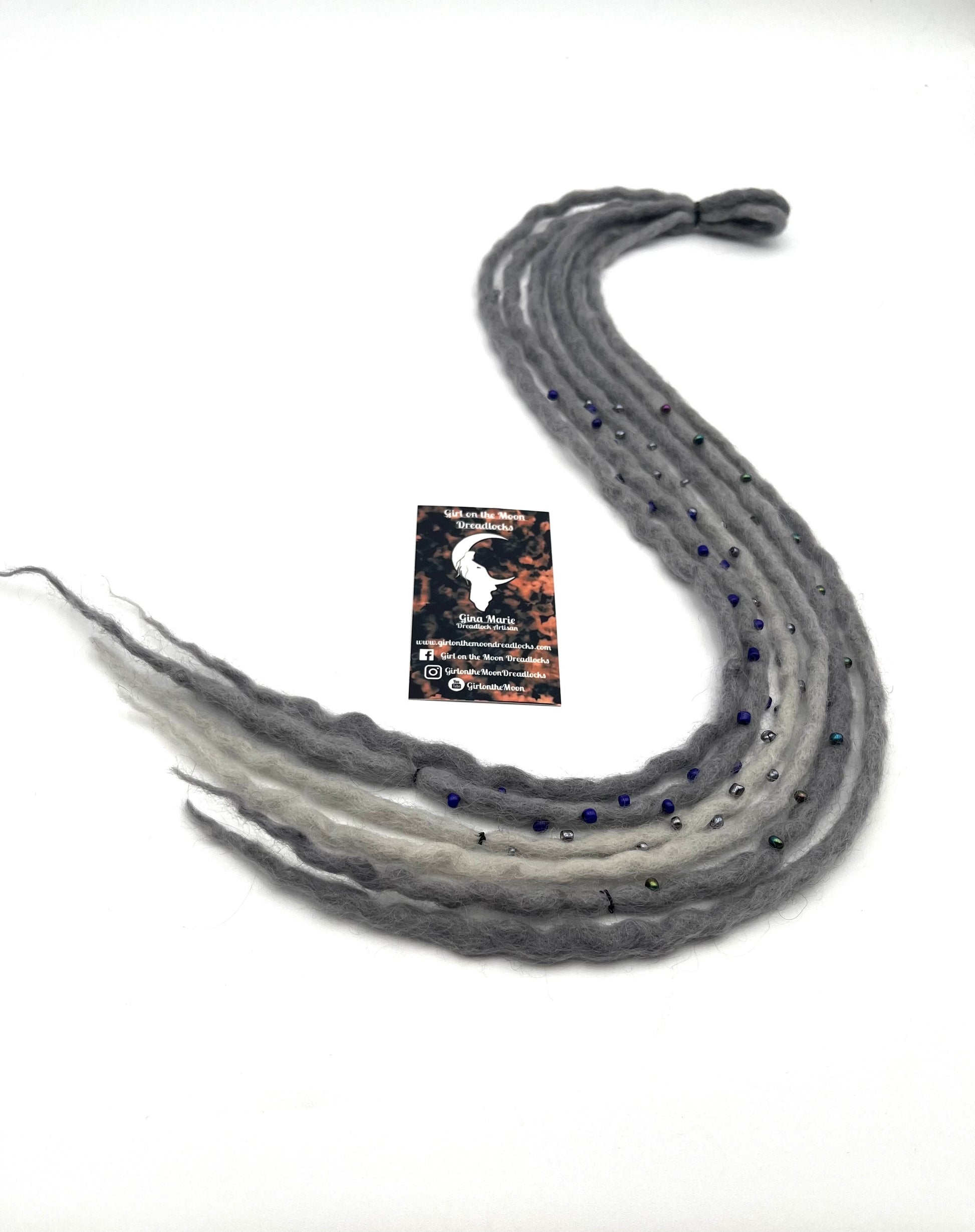 Bubble Locs ~ Gray to Blue - Girl On The Moon Dreadlocks