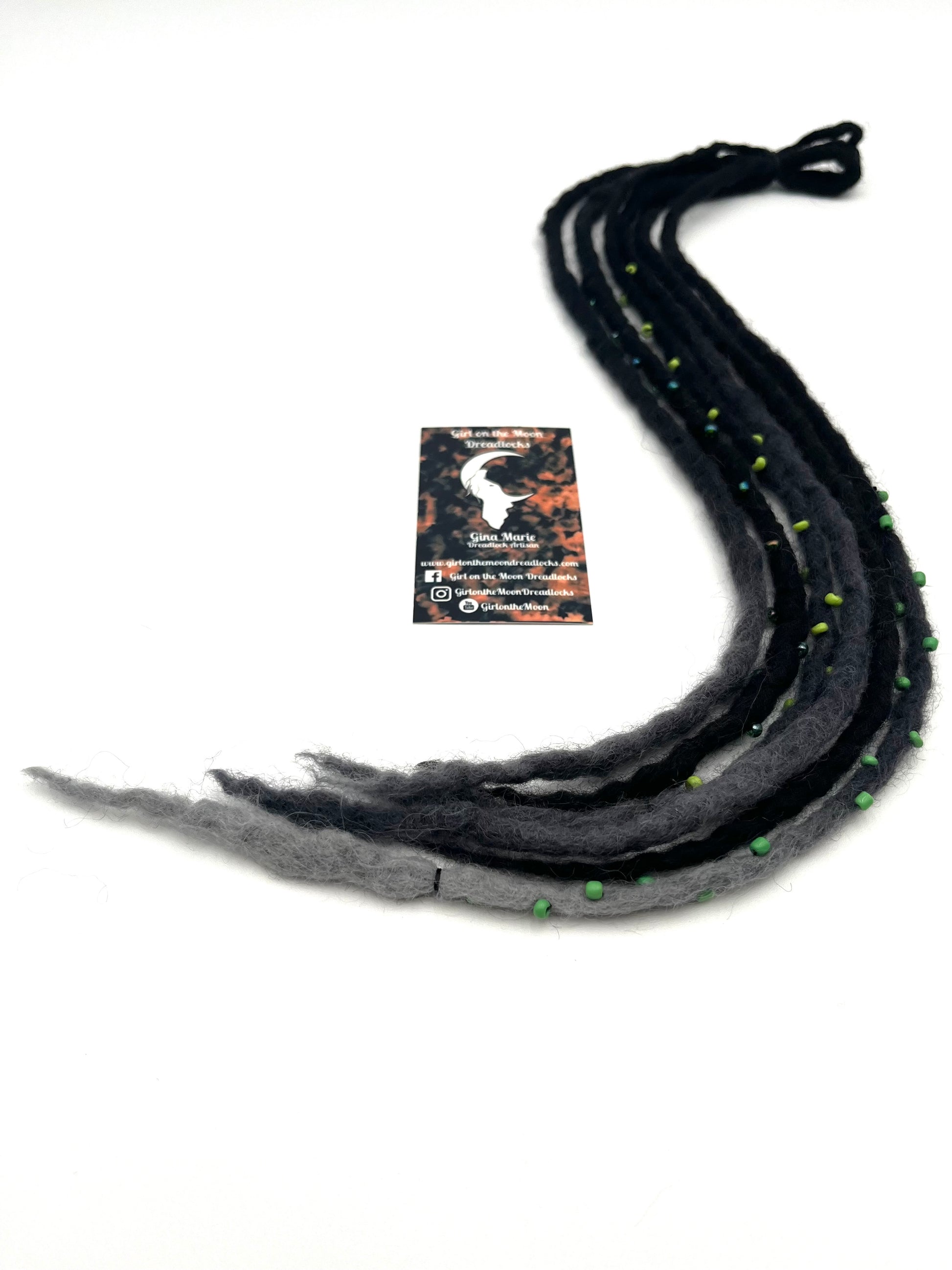 Bubble Locs ~ Black to Green - Girl On The Moon Dreadlocks