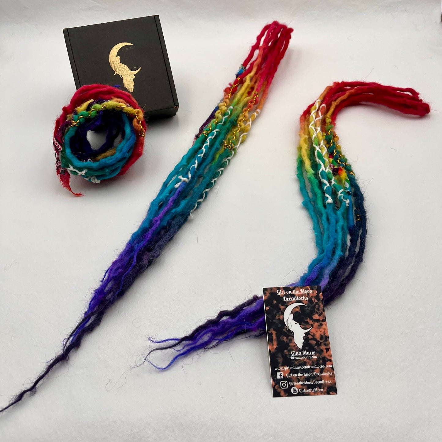 Mini Accent - Vibrant Rainbow (with Purple Ends) - Girl On The Moon Dreadlocks