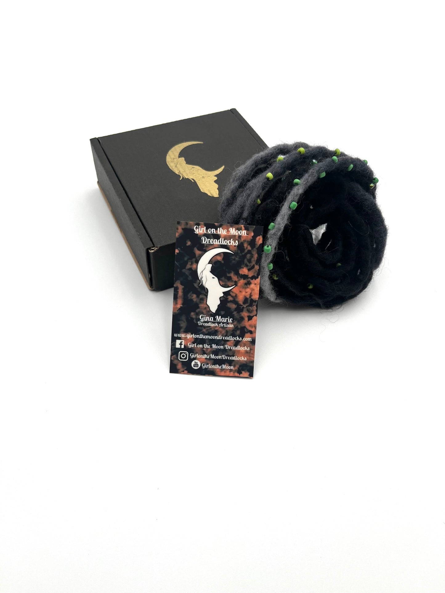 Bubble Locs ~ Black to Green - Girl On The Moon Dreadlocks