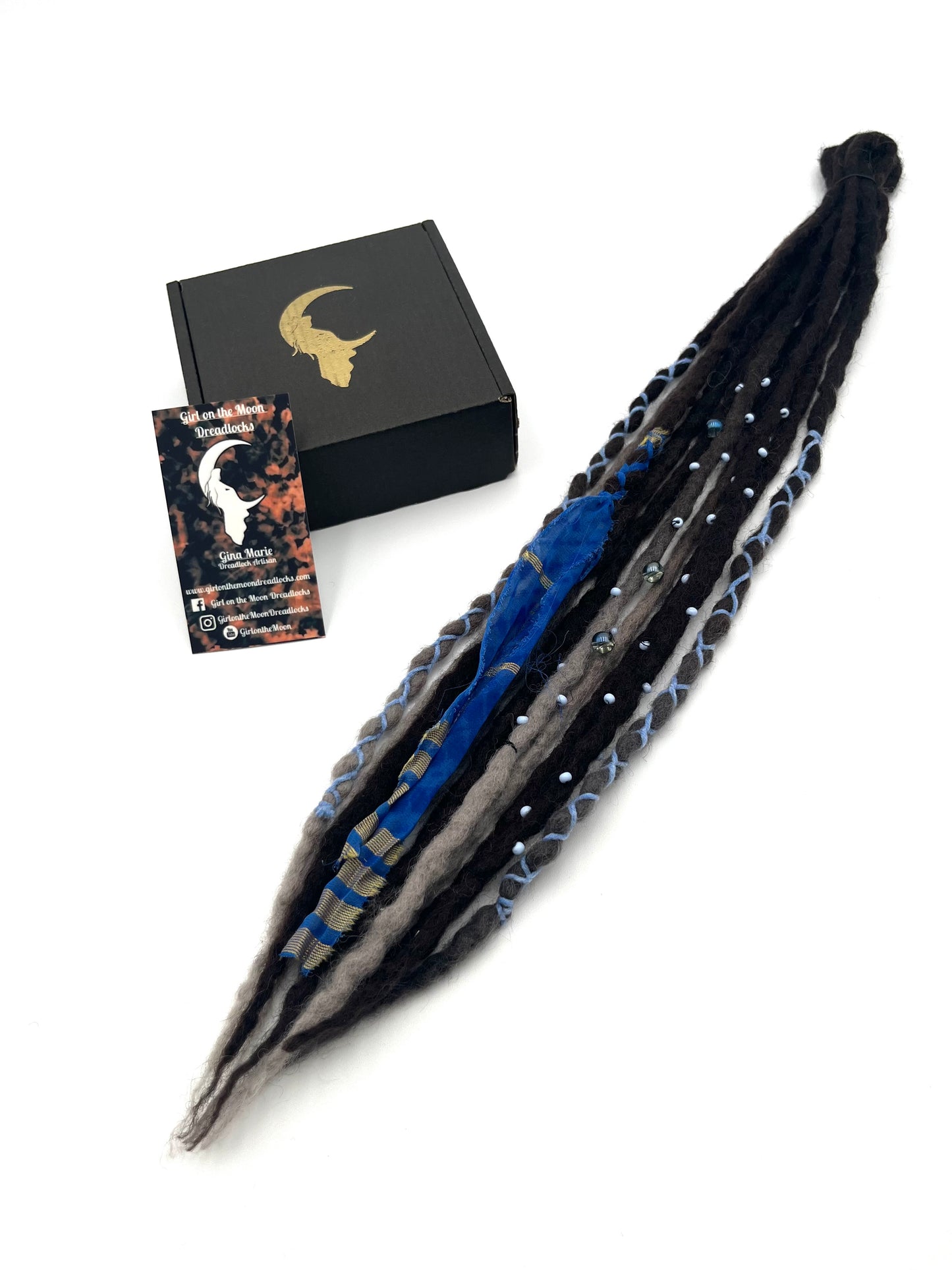 Mini Accent Set ~ Dark Brown to Blue/ Lavender - Girl On The Moon Dreadlocks