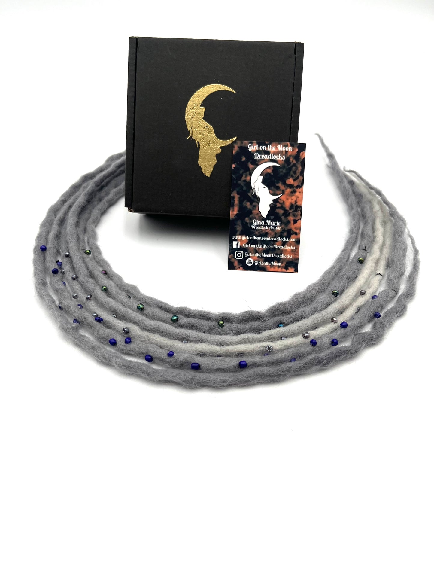 Bubble Locs ~ Gray to Blue - Girl On The Moon Dreadlocks