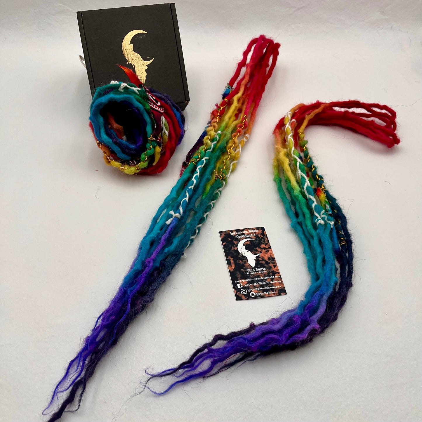 Mini Accent - Vibrant Rainbow (with Purple Ends) - Girl On The Moon Dreadlocks