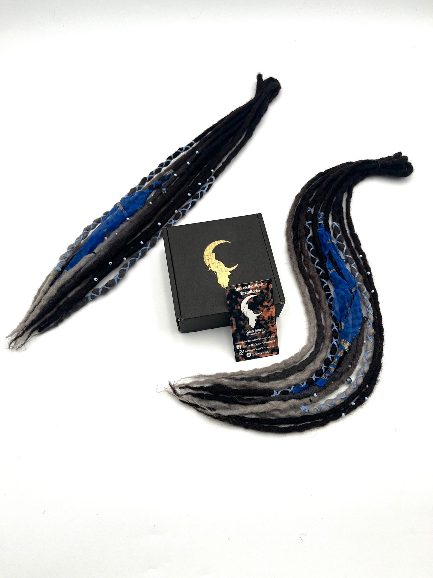 Mini Accent Set ~ Dark Brown to Blue/ Lavender - Girl On The Moon Dreadlocks