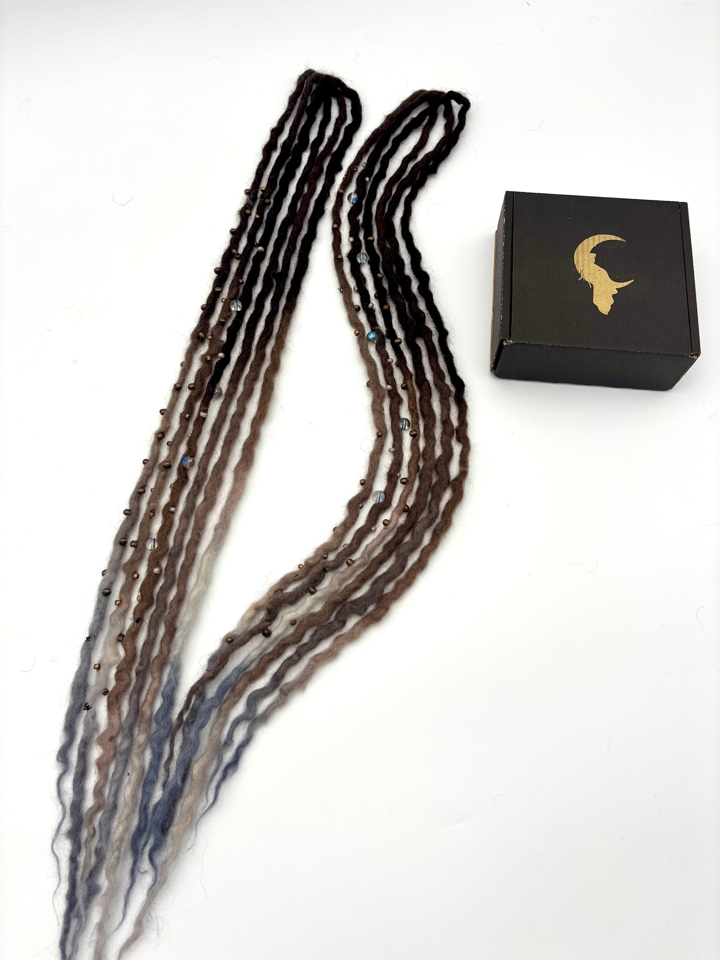 Dark Brown to White/Gray Bubble Locs