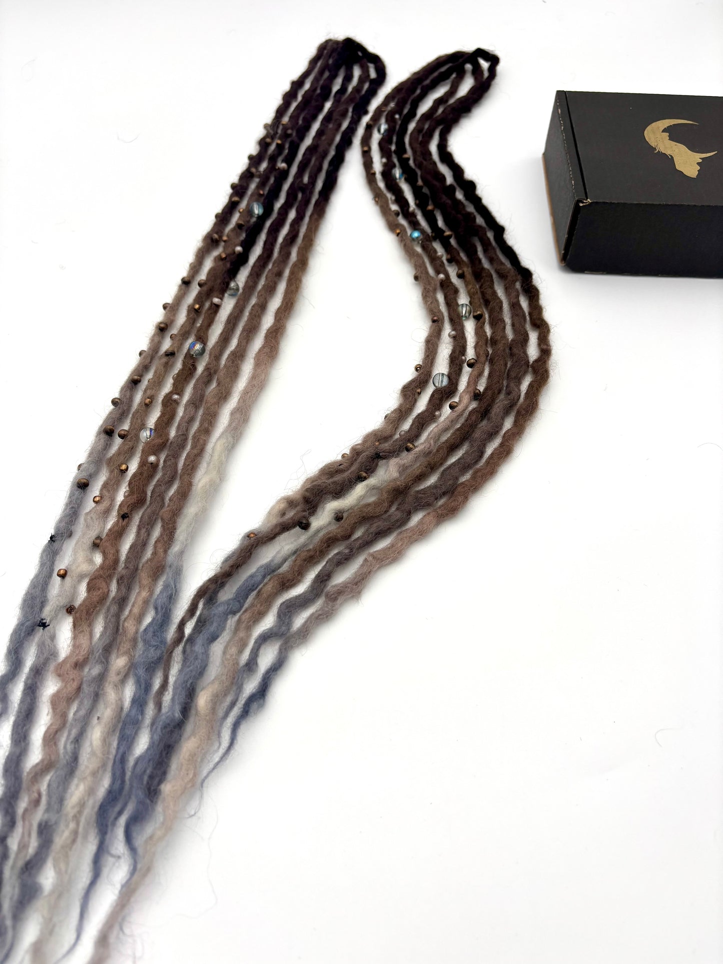 Dark Brown to White/Gray Bubble Locs
