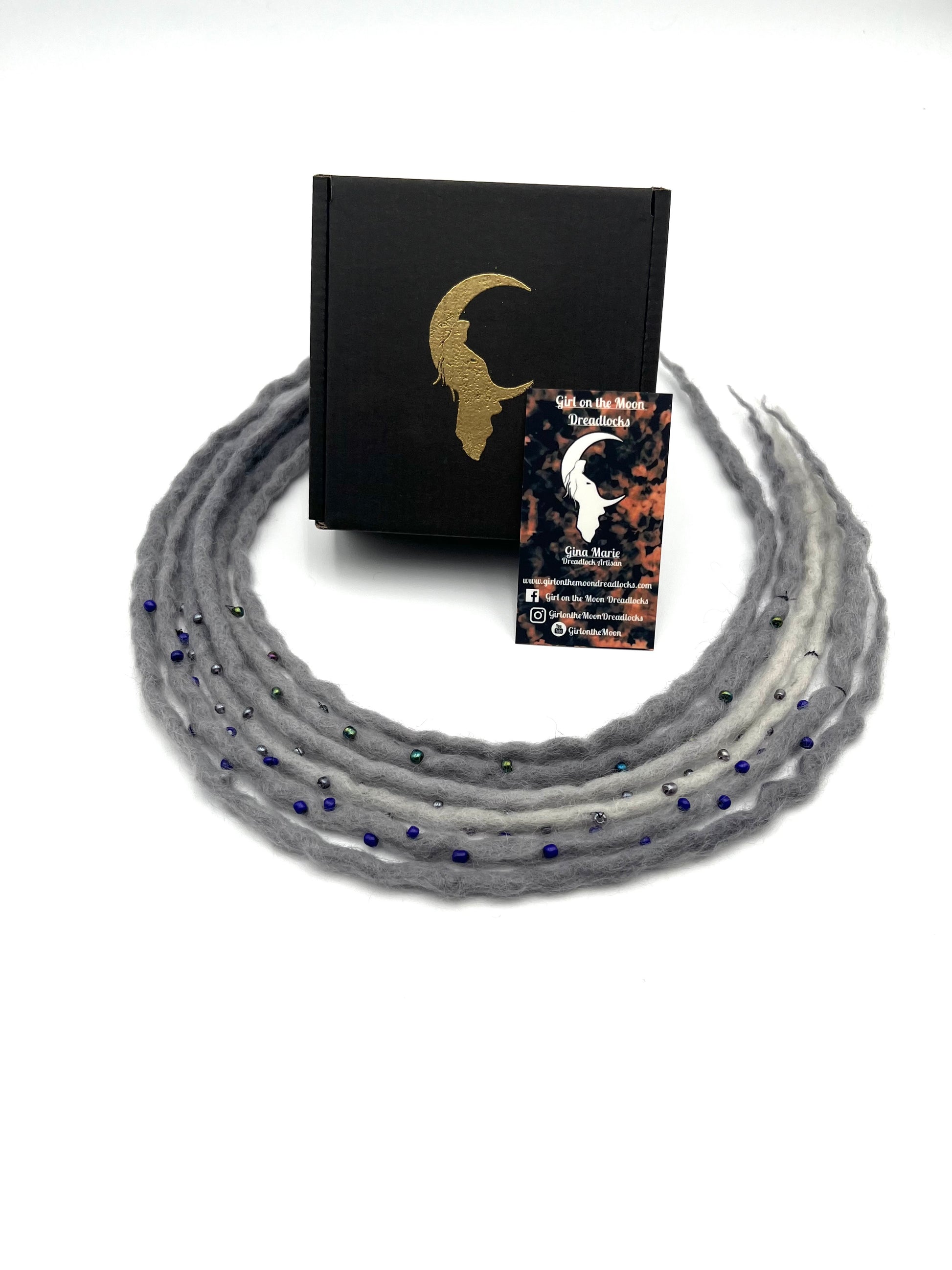 Bubble Locs ~ Gray to Blue - Girl On The Moon Dreadlocks