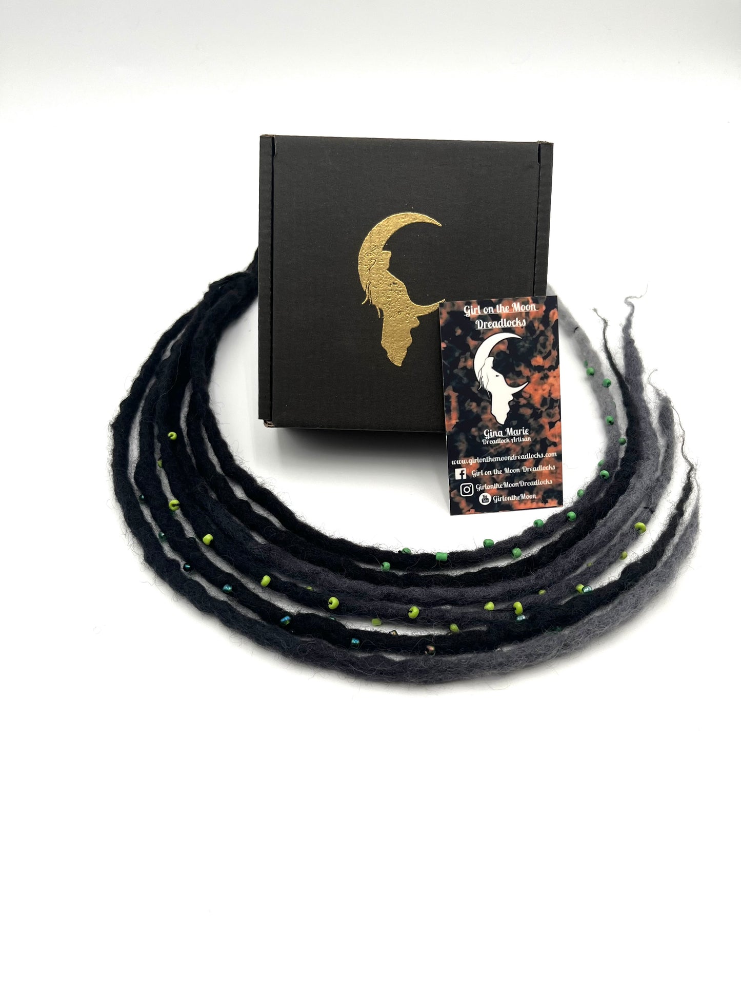 Bubble Locs ~ Black to Green - Girl On The Moon Dreadlocks