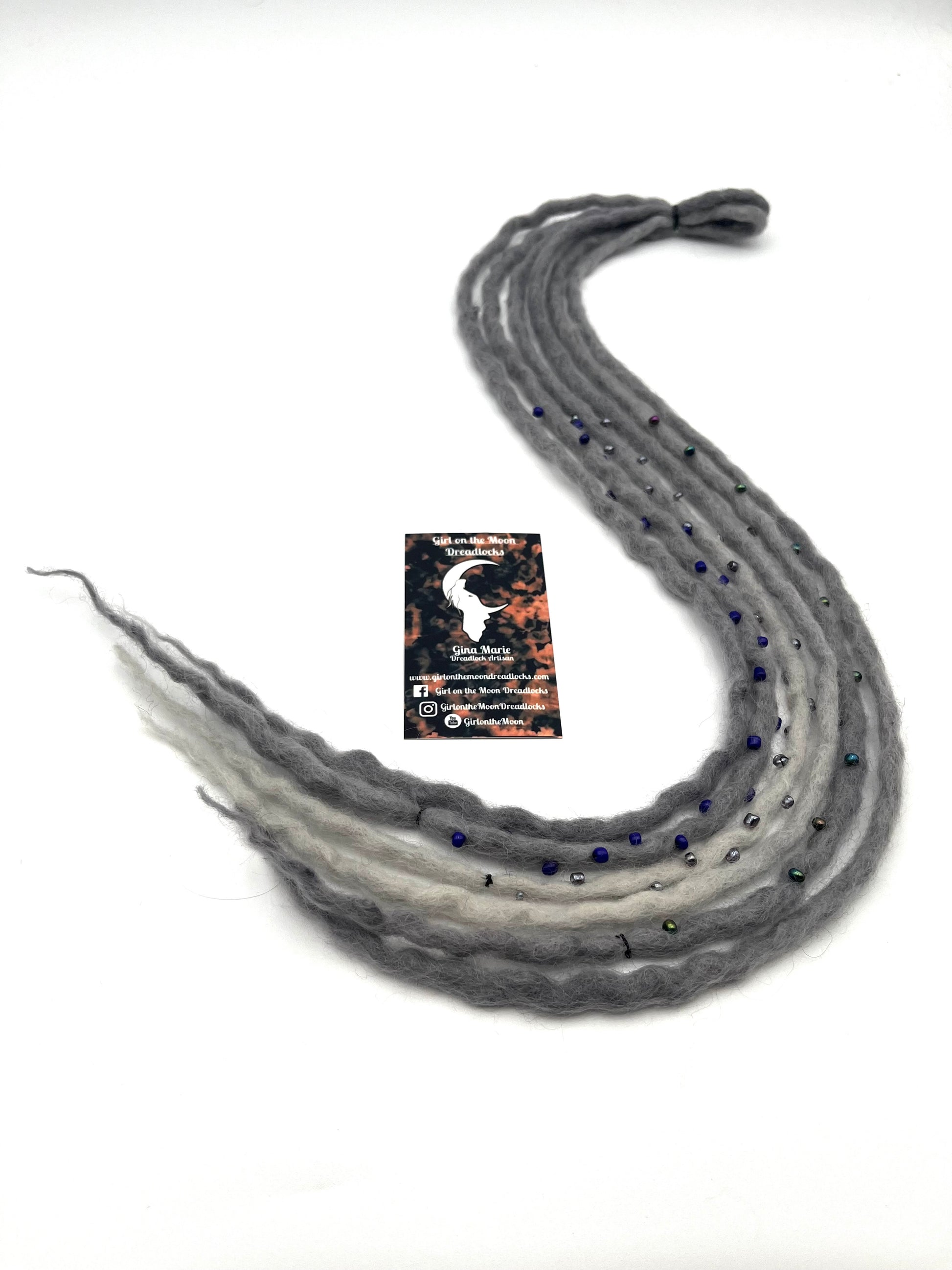 Bubble Locs ~ Gray to Blue - Girl On The Moon Dreadlocks